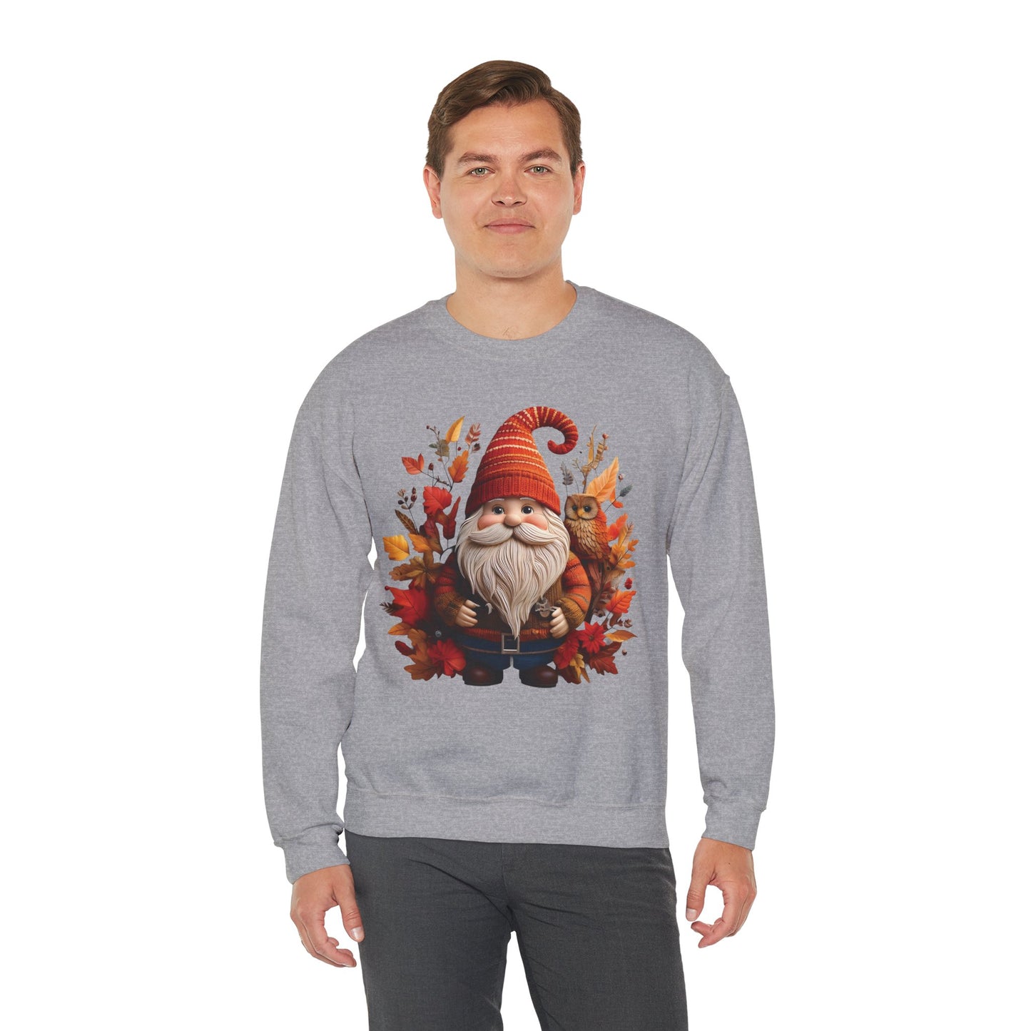 Gnome & Owl Autumn Harmony β Cozy Magic for the Season ππ§‘ - Sweatshirt | Fall Sweater, Autumn Apparel, Unisex Crewneck, Perfect Gift, Holiday Wear, Seasonal Style, Comfortable Fashion