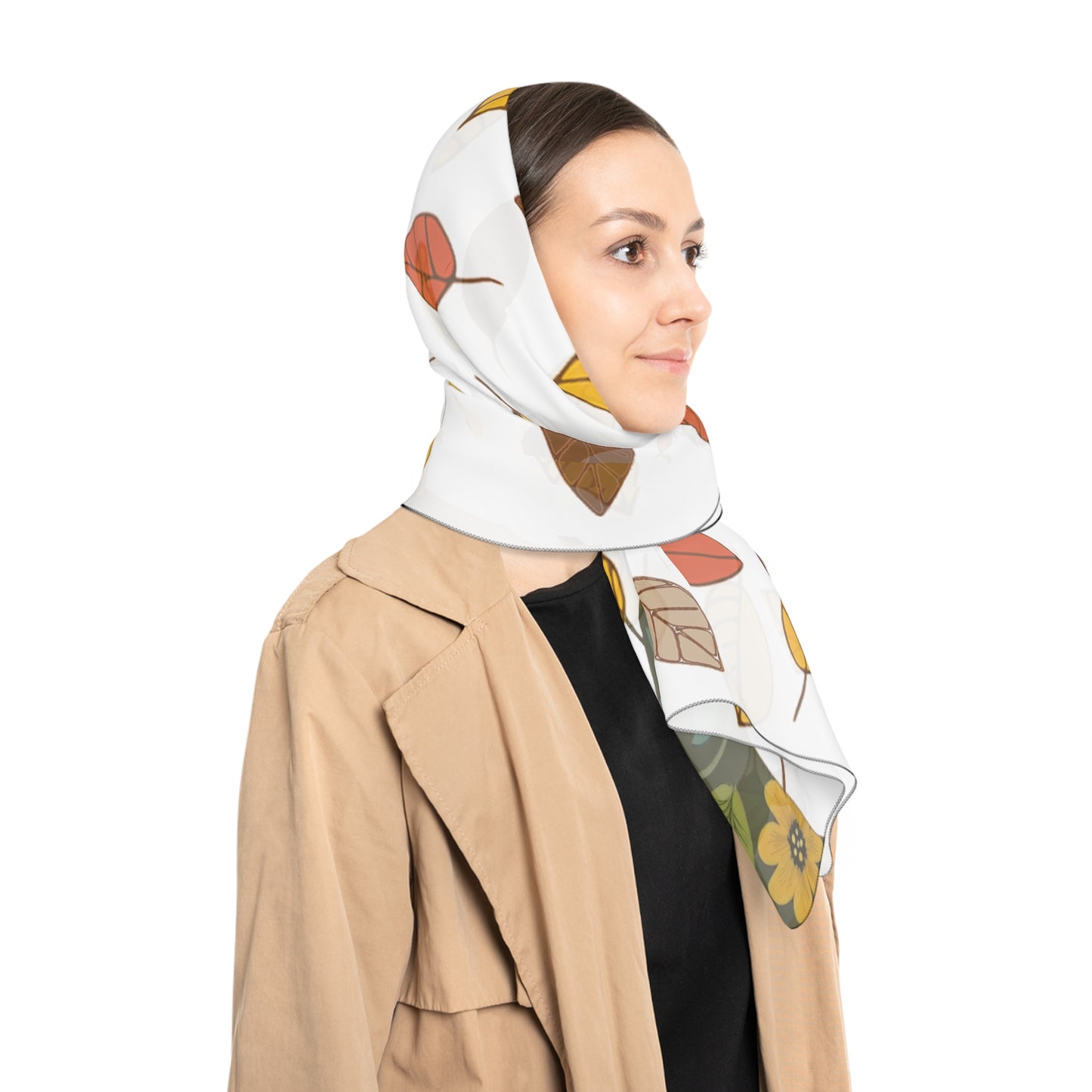 Autumn Leaf Poly Scarf - Lightweight Fall Fashion Accessory, Cozy Wrap for Cool Days, Perfect Gift for Her, Seasonal Scarf