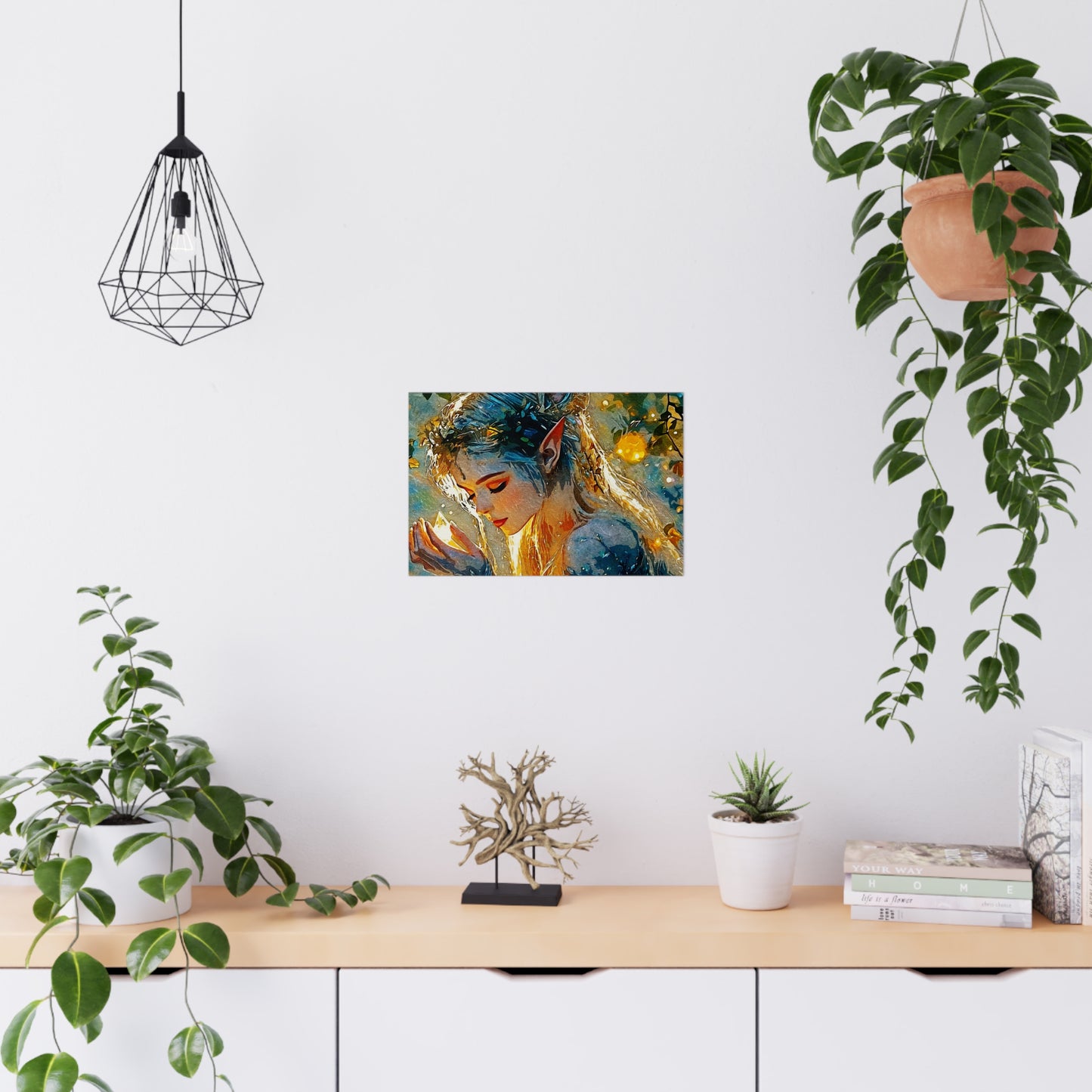 "Whispers of Light: An Enchanted Elven Dreamscape of Magic, Hope, and Inner Illumination" - Enchanting Matte Posters of Whimsical Art, Perfect for Home Decor, Gift for Art Lovers, Fairy Tale Accents, Unique Wall Art