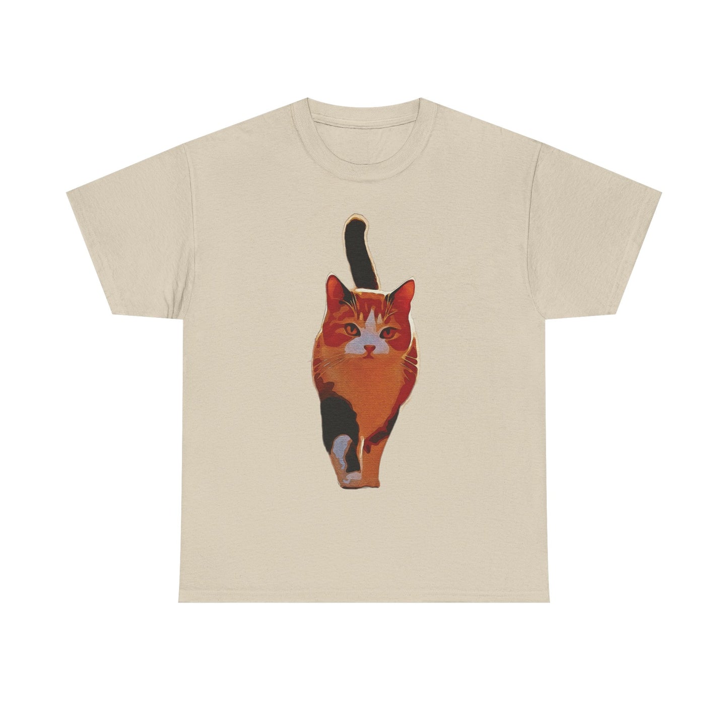 “Confident Stride: The Tri-Color Cat That Walks Like It Owns the World” - Cat Lover Unisex Heavy Cotton Tee, Cute Cat Shirt, Pet Lover Gift, Animal Tee, Casual Fashion, Gift for Cat Owners