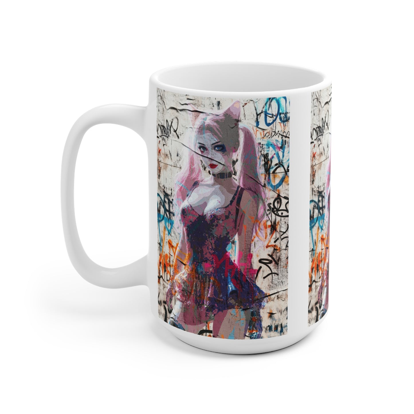 Graffiti Art Ceramic Mug, Trendy Coffee Cup, Urban Chic Drinkware, Creative Gift for Art Lovers, Unique Home Decor