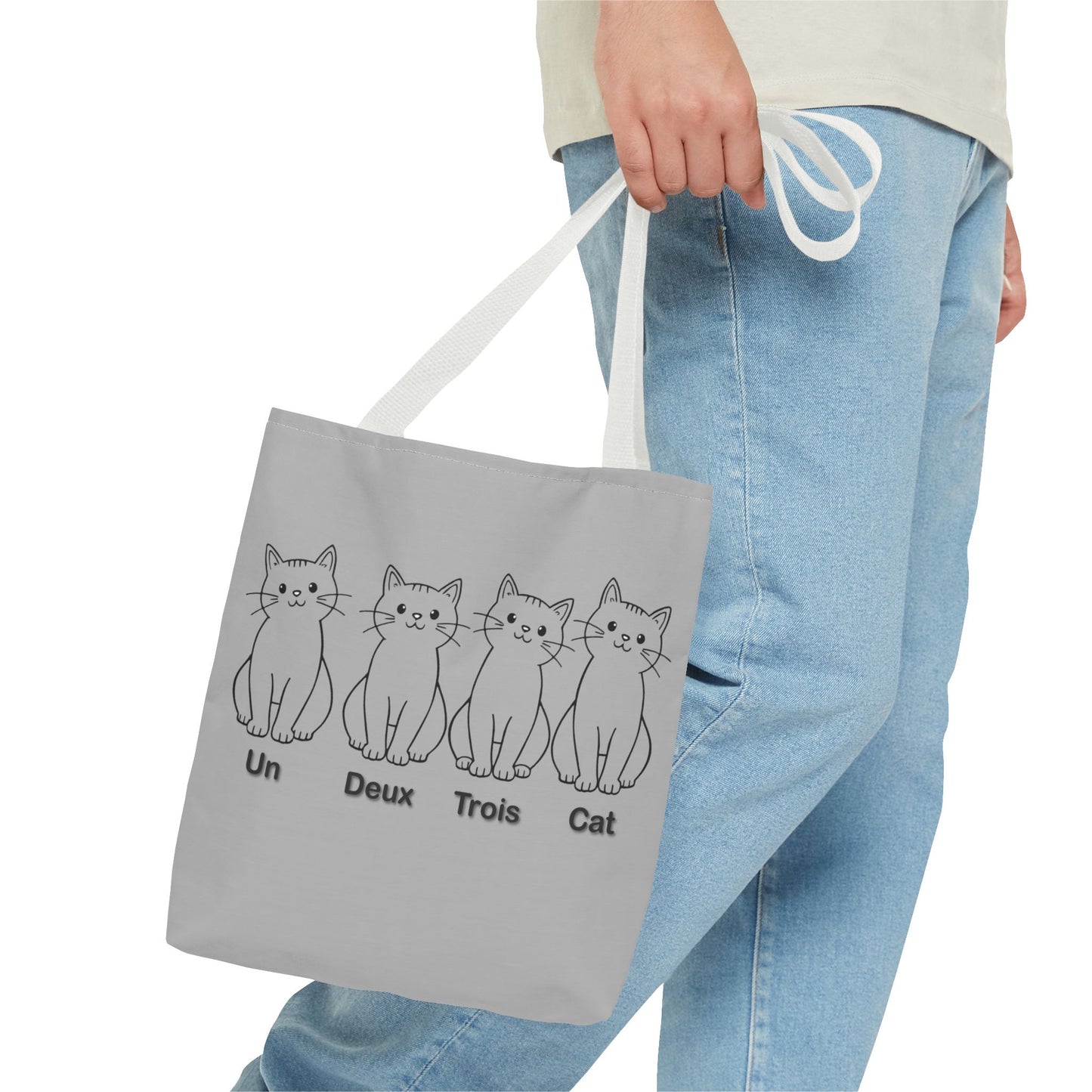 Funny Cat Tote Bag - Un Deux Trois Cat Design - Cute Cat Lover Gift