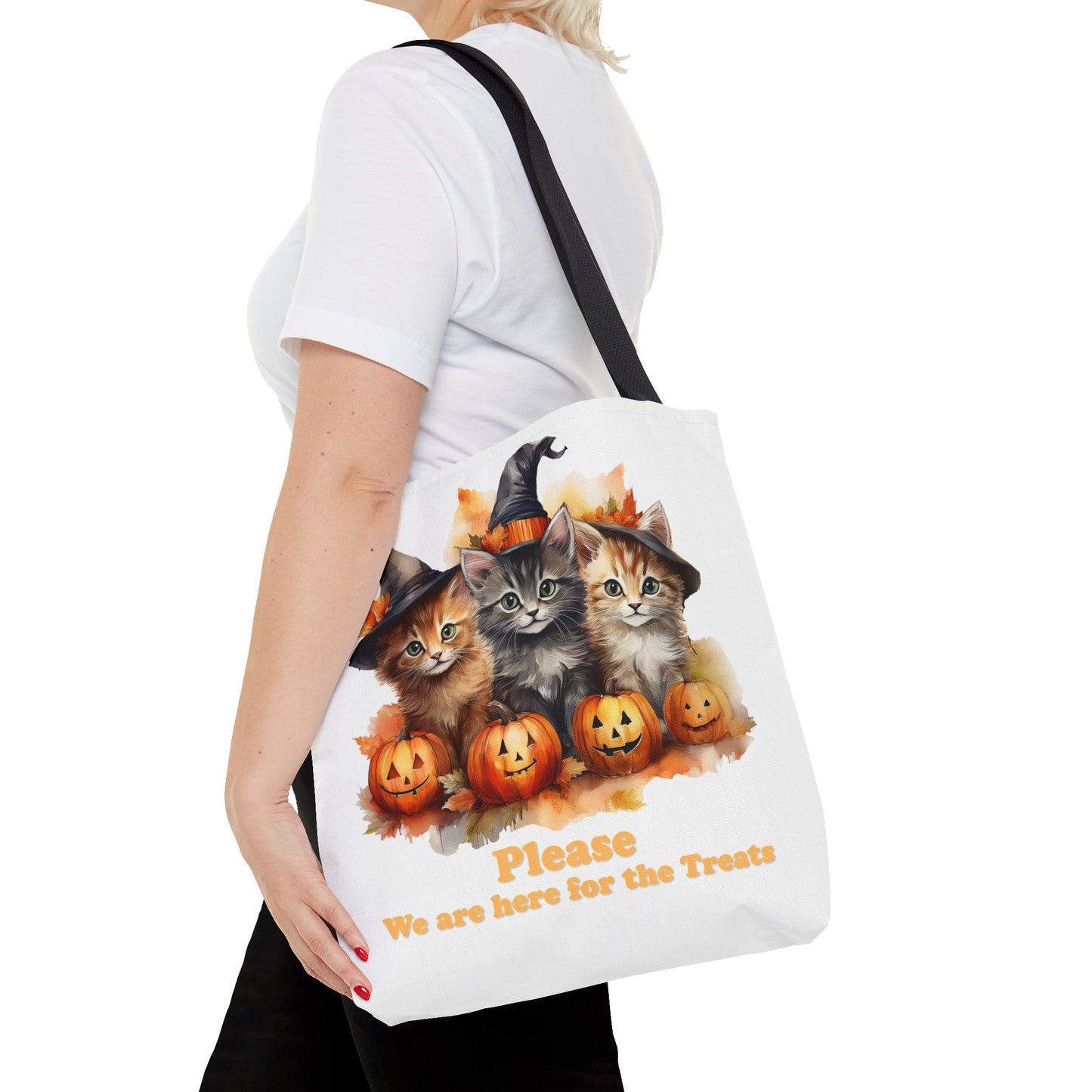 Halloween Cat Tote Bag - "Please We Are Here for the Treats"