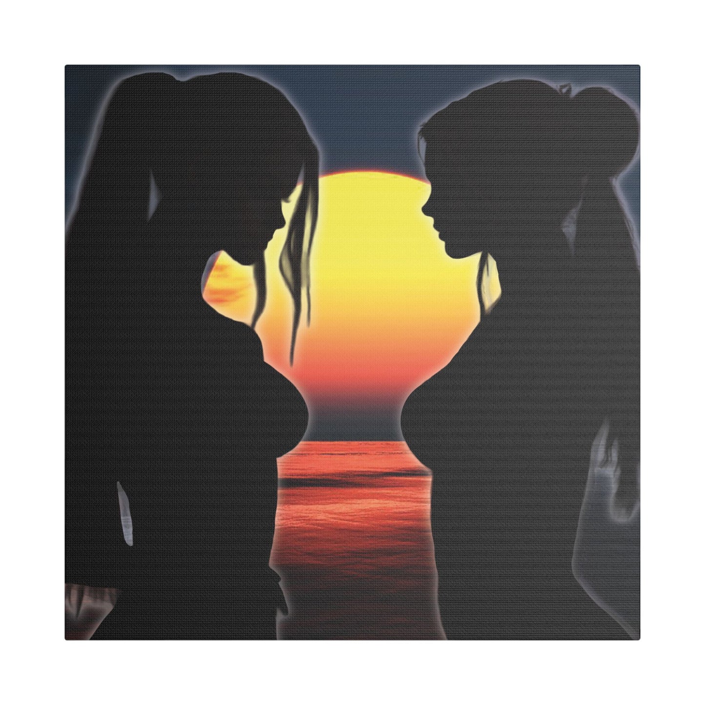 Sunset Silhouettes – Reflective Moments in Ocean Light - Canvas Art, Modern Wall Decor, Home Aesthetic, Gift for Her, Living Room Wall Art, Inspirational Art