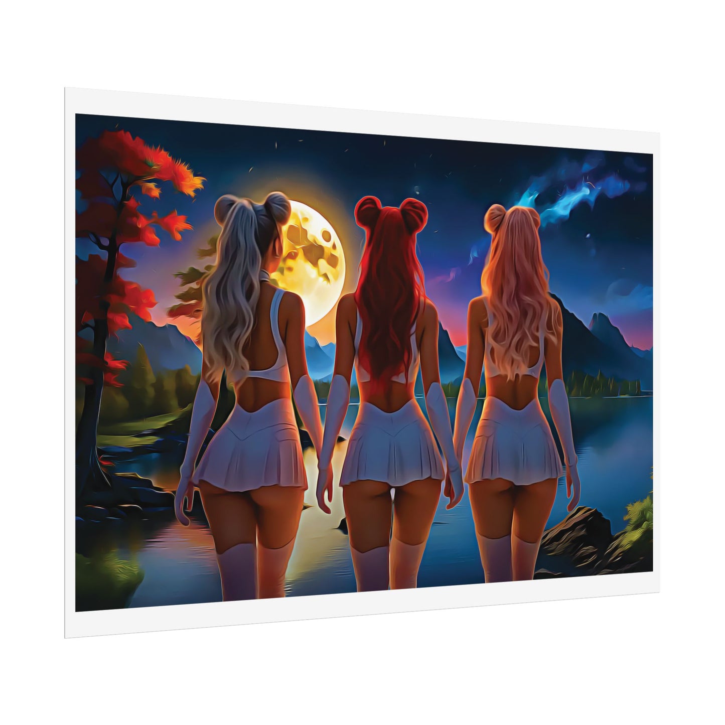π Moon Sisters: Unity in Light, Magic in Motion - Vibrant Art Rolled Posters, Aesthetic Wall Decor, Anime Inspired Art, Unique Gift, Home Decor, Bedroom Wall Art, Feminine Aesthetic