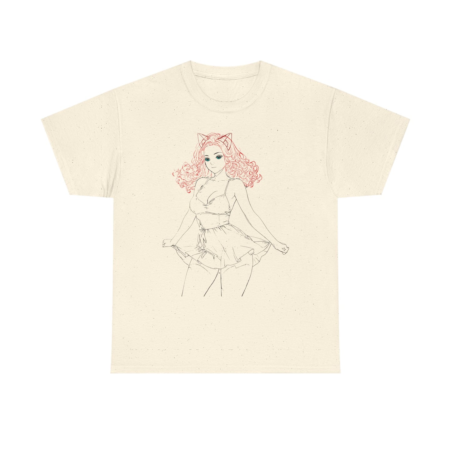 Cute Cat Girl Unisex Tee, Trendy Illustration T-Shirt, Gift for Cat Lovers, Casual Everyday Look, Fun Graphic Tee, Birthday Outfit