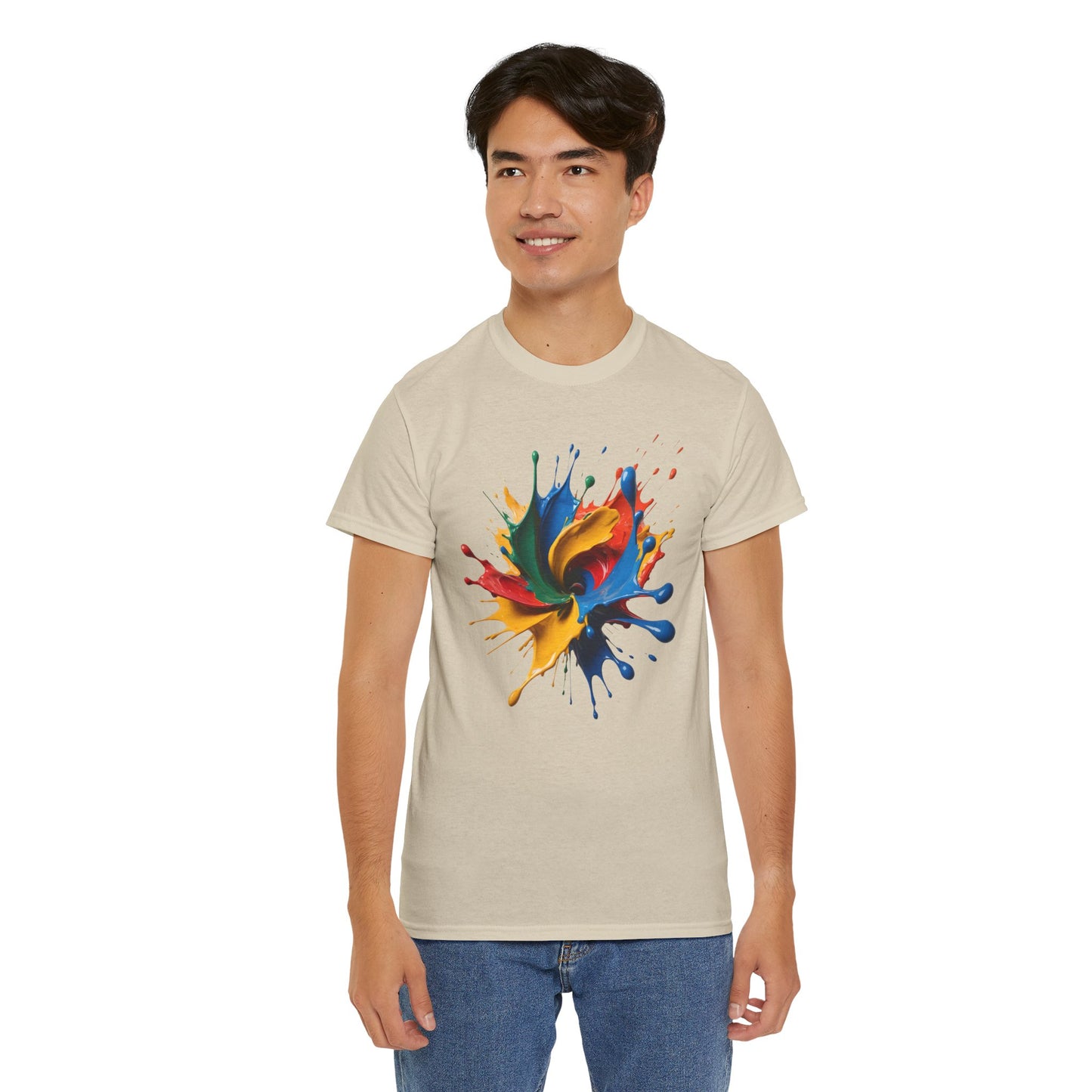 "Oops!" Color Splash Energy – Wear the Art, Feel the Vibe - Colorful Splash Art Unisex Heavy Cotton Tee | Vibrant Graphic T-Shirt, Casual Wear, Gift for Art Lovers, Color Run, Festival Outfit