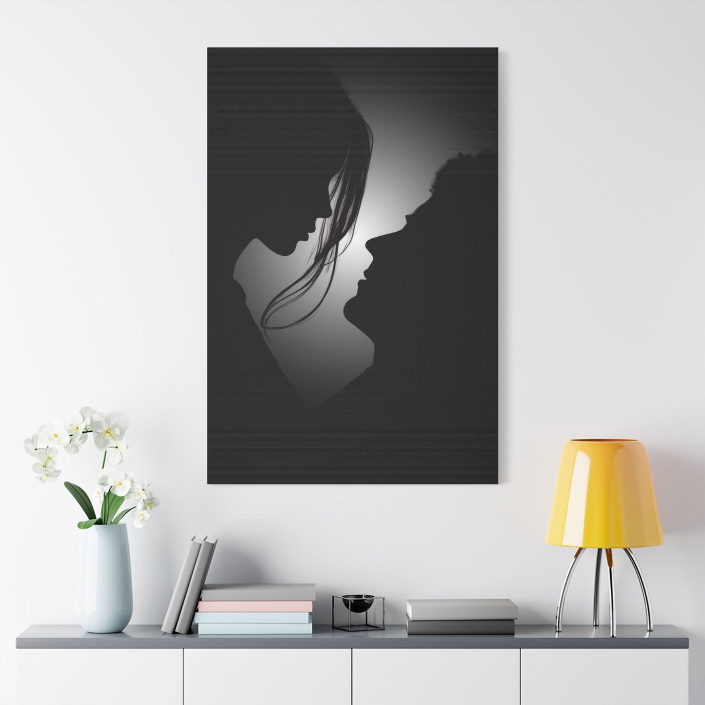 Romantic Silhouette – "Possibilities" Couple Art for Canvas & Poster DecorCanvas Wall Art, Love Silhouette Decor, Anniversary Gift, Couple's Bedroom Decor, Relationship Gift Idea