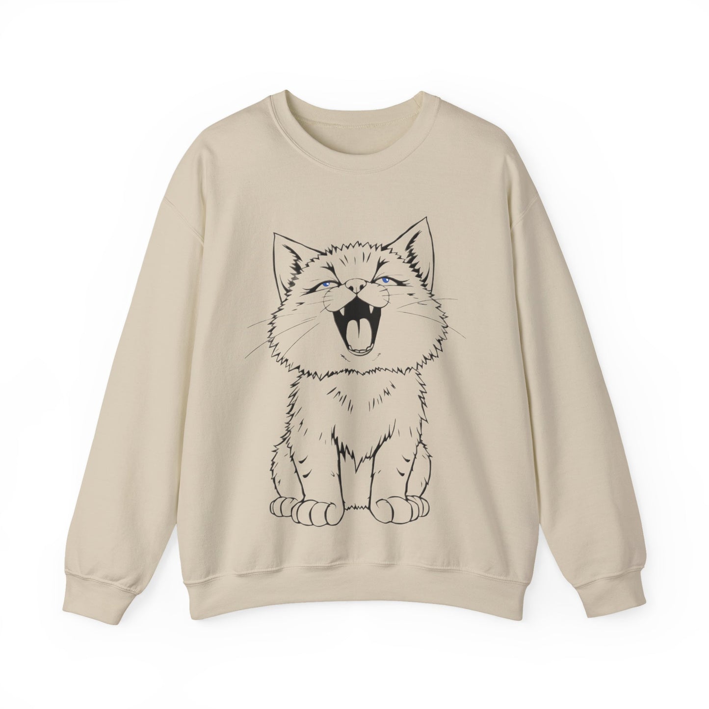 Cute Anime Cat Sweatshirt, Cozy Unisex Crewneck, Kawaii Sweatshirt, Gift for Cat Lovers, Comfortable Casual Fashion