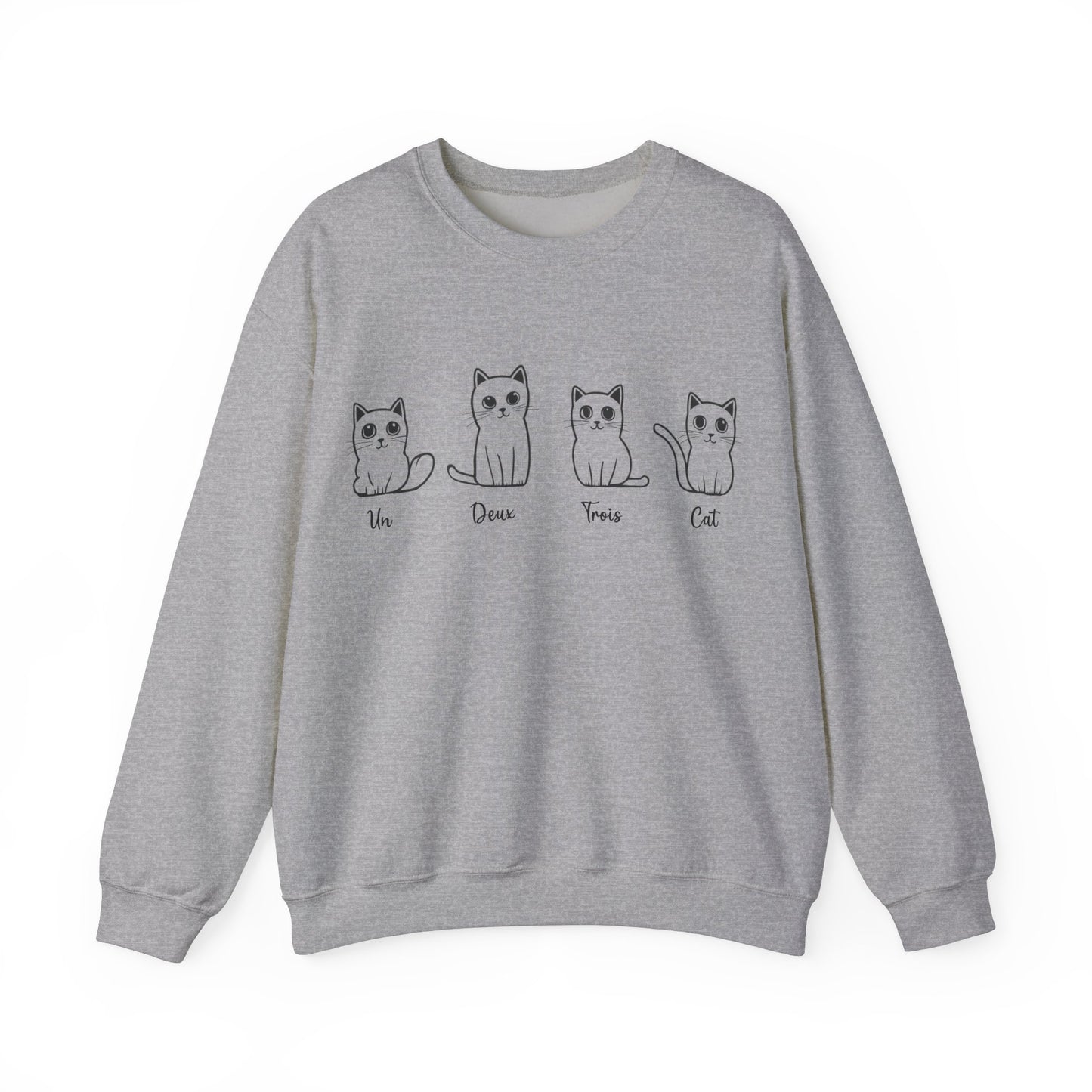 Cat Lovers Sweatshirt - Un Deux Trois Cat - Unisex Heavy Blend Crewneck