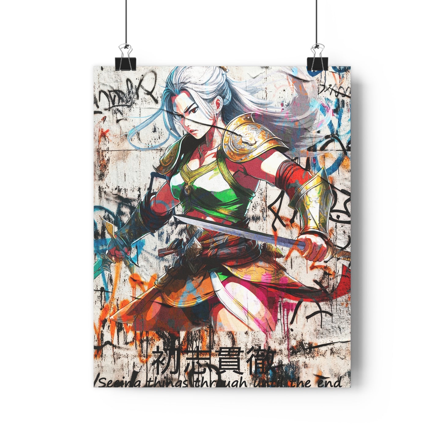 Vibrant Warrior Giclée Art Print - Manga Decor, Wall Art, Anime Gift, Home Gallery, Modern Illustration