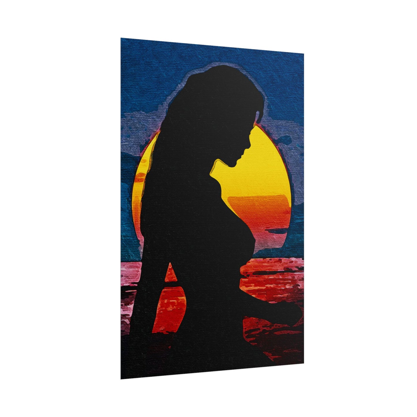 Radiant Horizons: Empowering Silhouette by Sunset – Embrace Inner Strength and Inspiring Beauty - Vibrant Beach Sunset Rolled Poster, Living Room Decor, Nautical Art, Home Aesthetic, Gift for Beach Lovers, Boho Wall Art