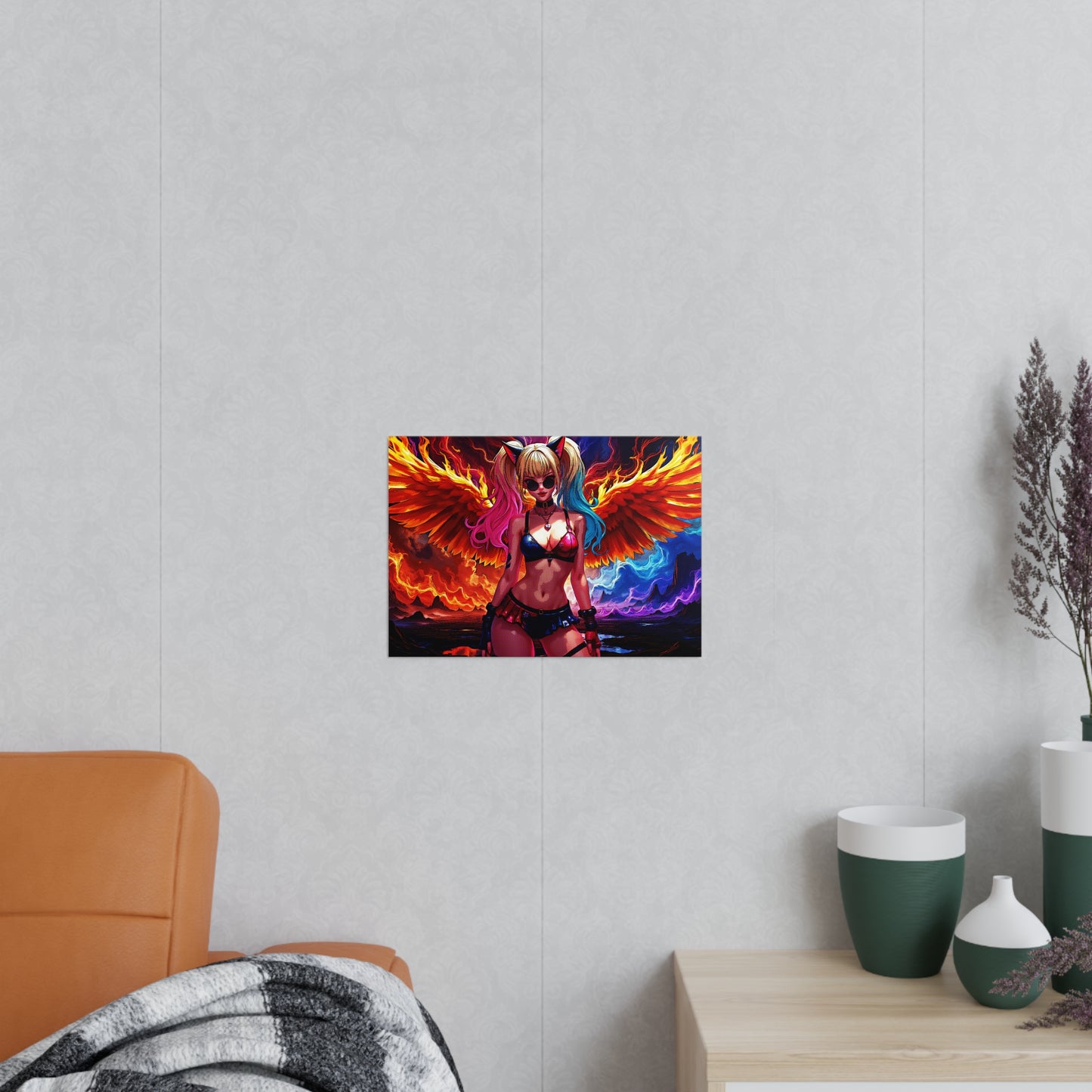 Vibrant Fantasy Pop Art Poster - Colorful Angel Wings Decor