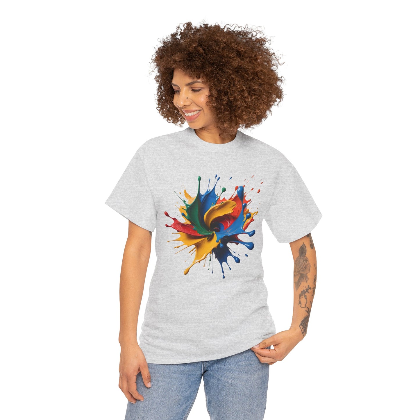 "Oops!" Color Splash Energy – Wear the Art, Feel the Vibe - Colorful Splash Art Unisex Heavy Cotton Tee | Vibrant Graphic T-Shirt, Casual Wear, Gift for Art Lovers, Color Run, Festival Outfit