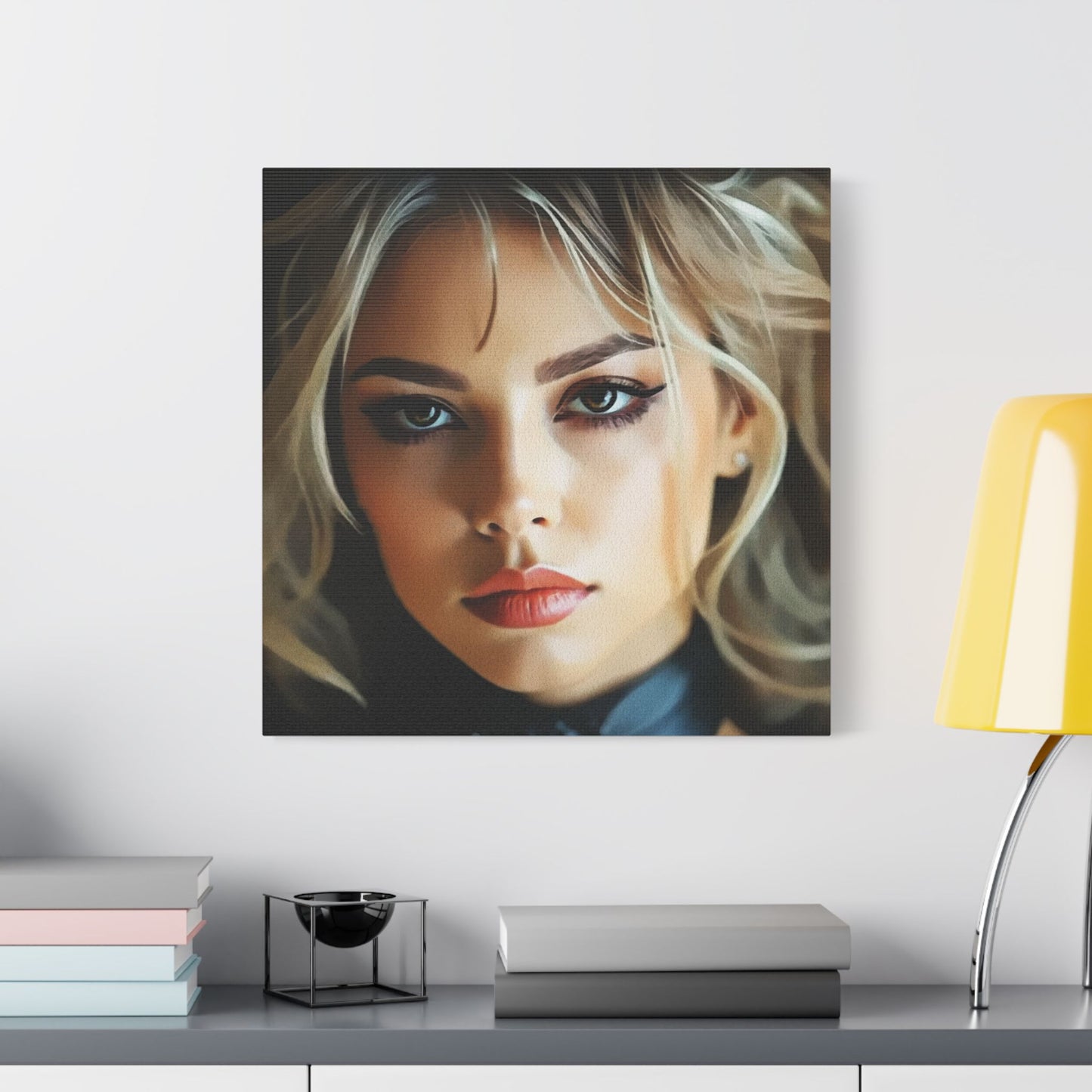 Golden Whispers – Flowing Hair Elegance for Inspired Spaces - Stretched Satin Canvas Art Print, Elegant Wall Décor, Modern Home Accent, Gift for Art Lovers, Portrait Artwork