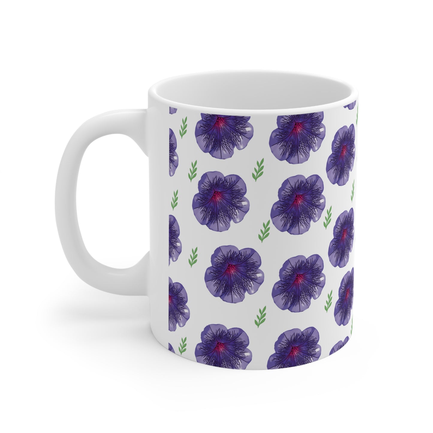 "Petunia" Vibrant Floral Ceramic Coffee Cups - 11oz & 15oz for Nature Lovers