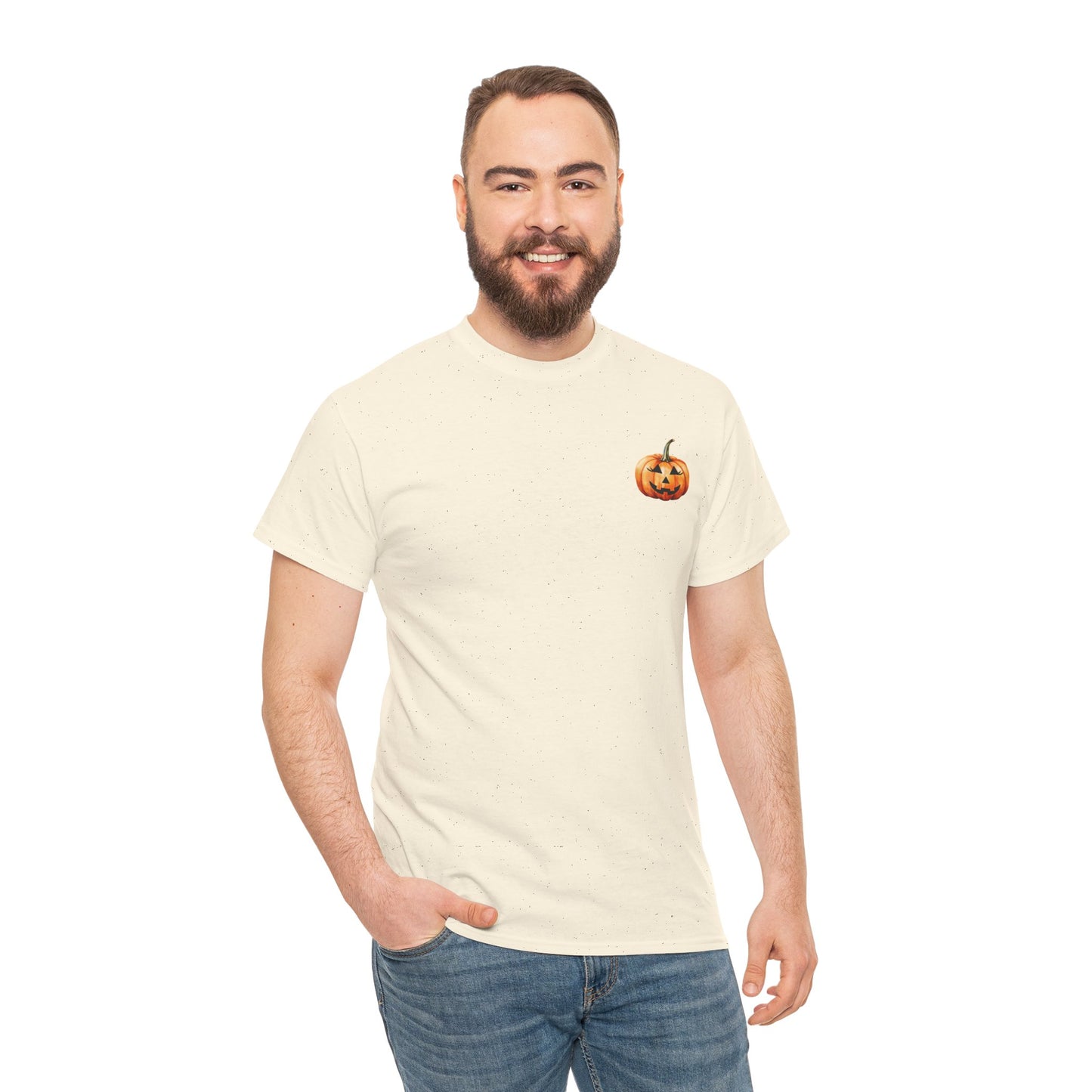 ๐ Embrace Autumn Magic - Pumpkin Bliss Collection for Cozy Season Vibes โจ - Harvest Vibes Pumpkin Cotton Tee | Fall Shirt, Halloween Apparel, Autumn Fashion, Unisex Graphic Tee, Gift for Pumpkin Lovers
