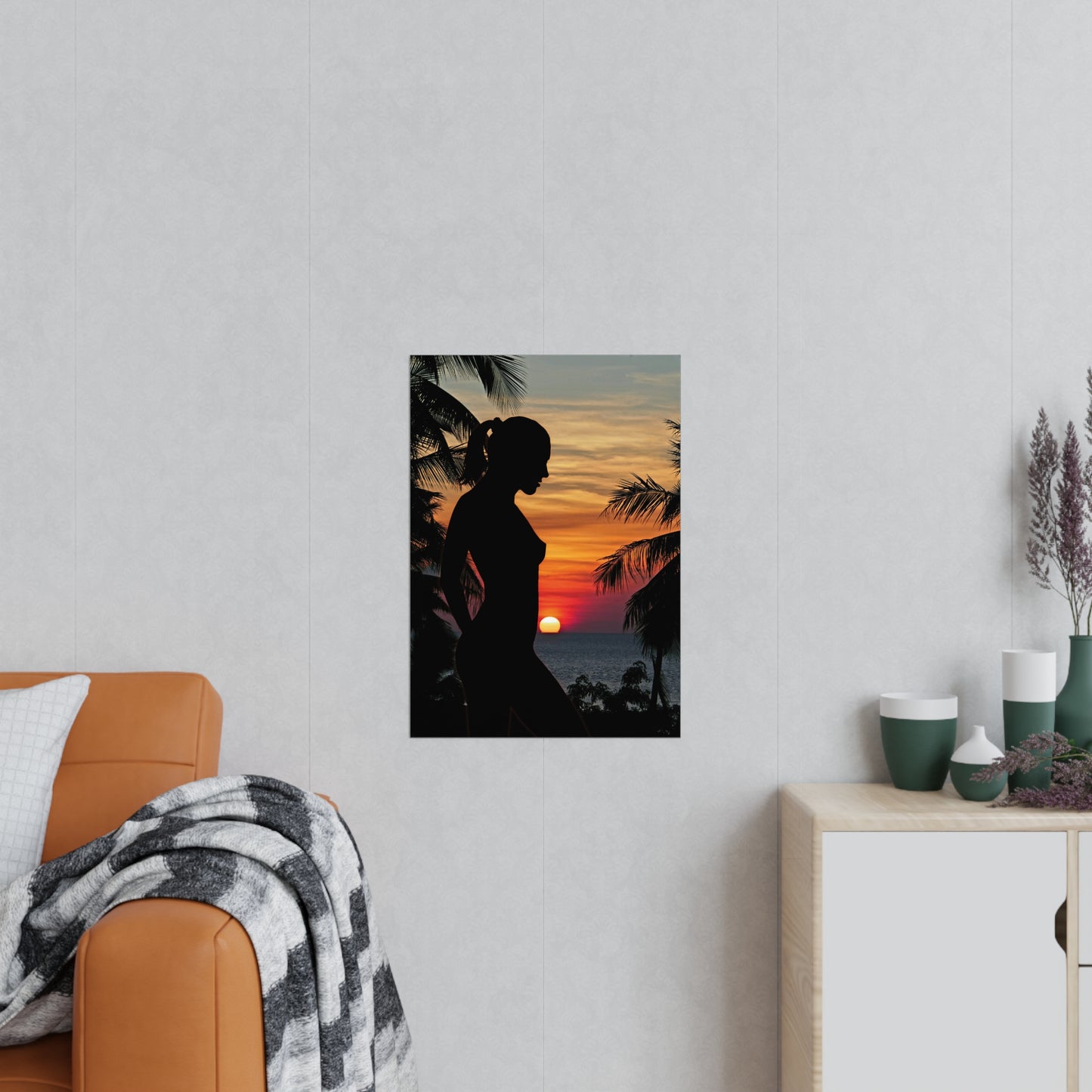 Silhouette Sunset Poster Art, Tropical Wall Decor, Home Aesthetic Prints, Gift for Nature Lovers, Bedroom Wall Art