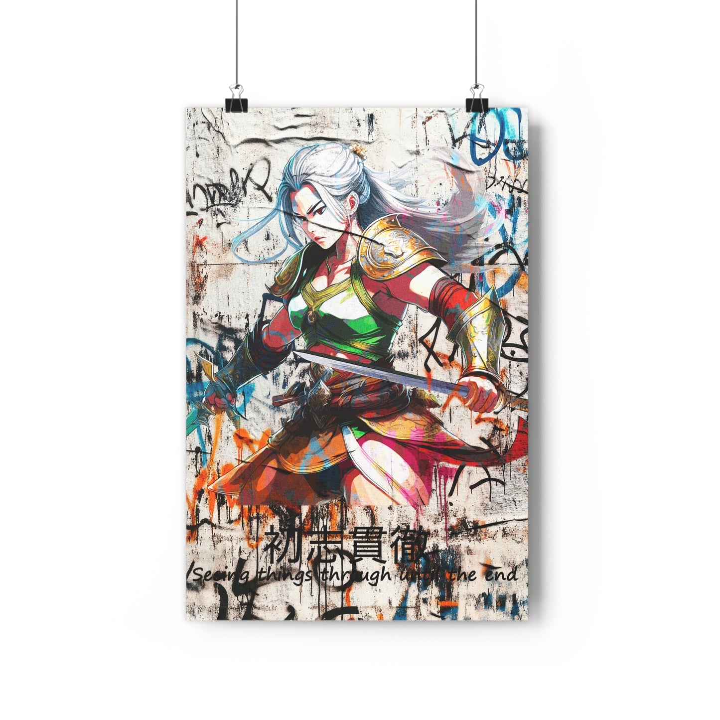 Vibrant Warrior Giclée Art Print - Manga Decor, Wall Art, Anime Gift, Home Gallery, Modern Illustration