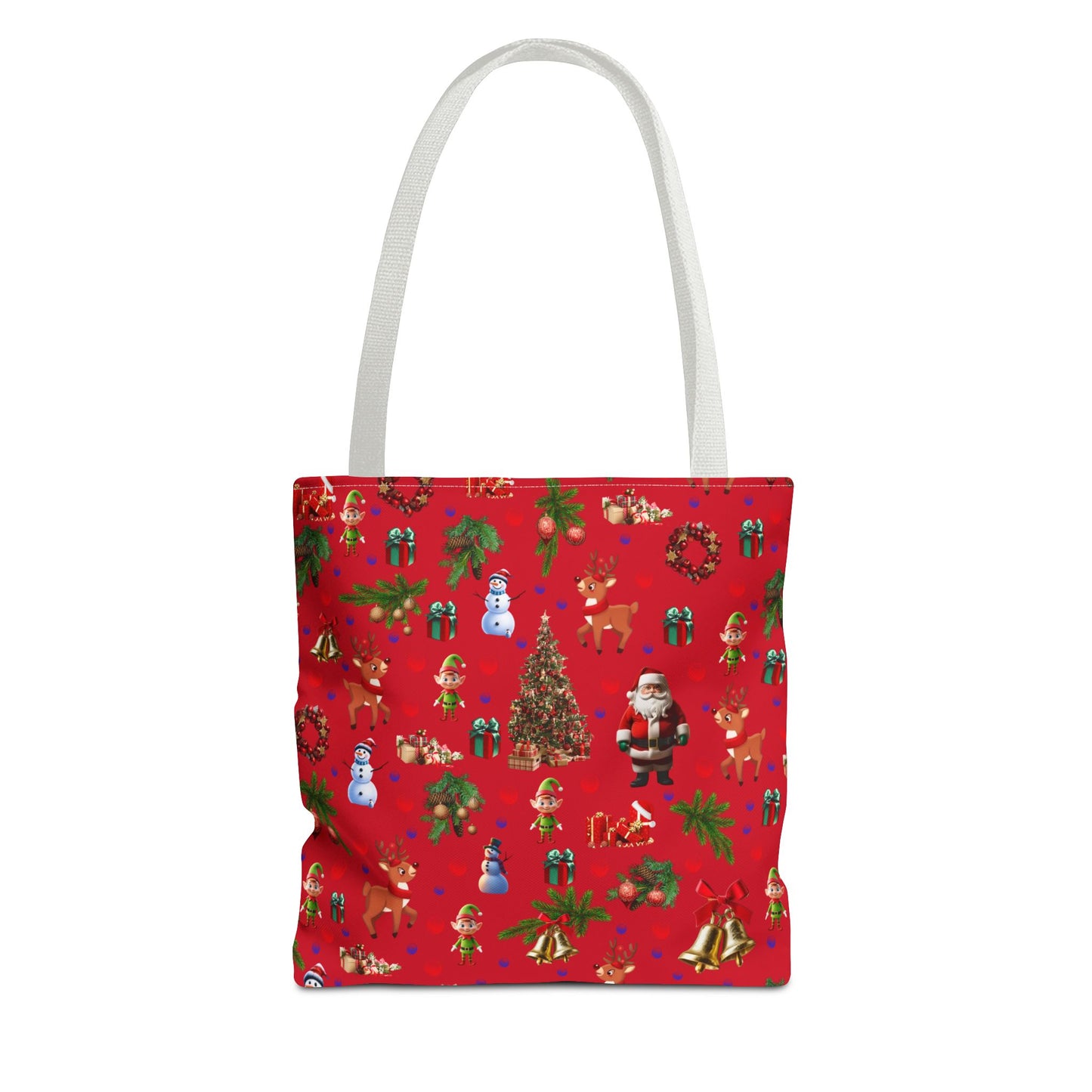 Festive Holiday Tote Bag - Santa, Snowman & Christmas Design