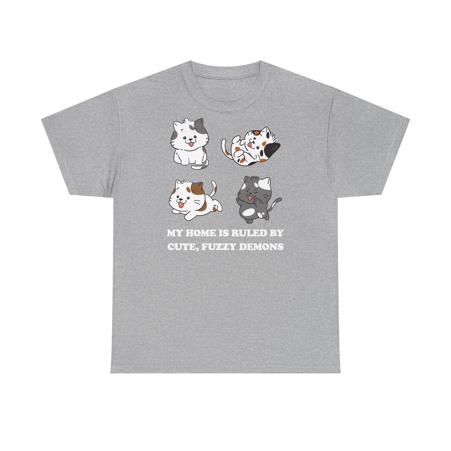 Cat Lover's Cotton Tee - My Home is Ruled by Cute, Fuzzy Demons