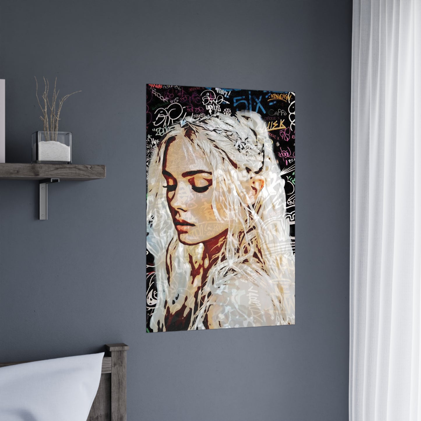 "Urban Dreams: Street Art Portrait of Hope and Beauty Emerging from City's Creative Soul" - Artistic Matte Poster for Home Decor, Aesthetic Wall Art, Gift for Her, Trendy Room Decoration, Stylish Artwork