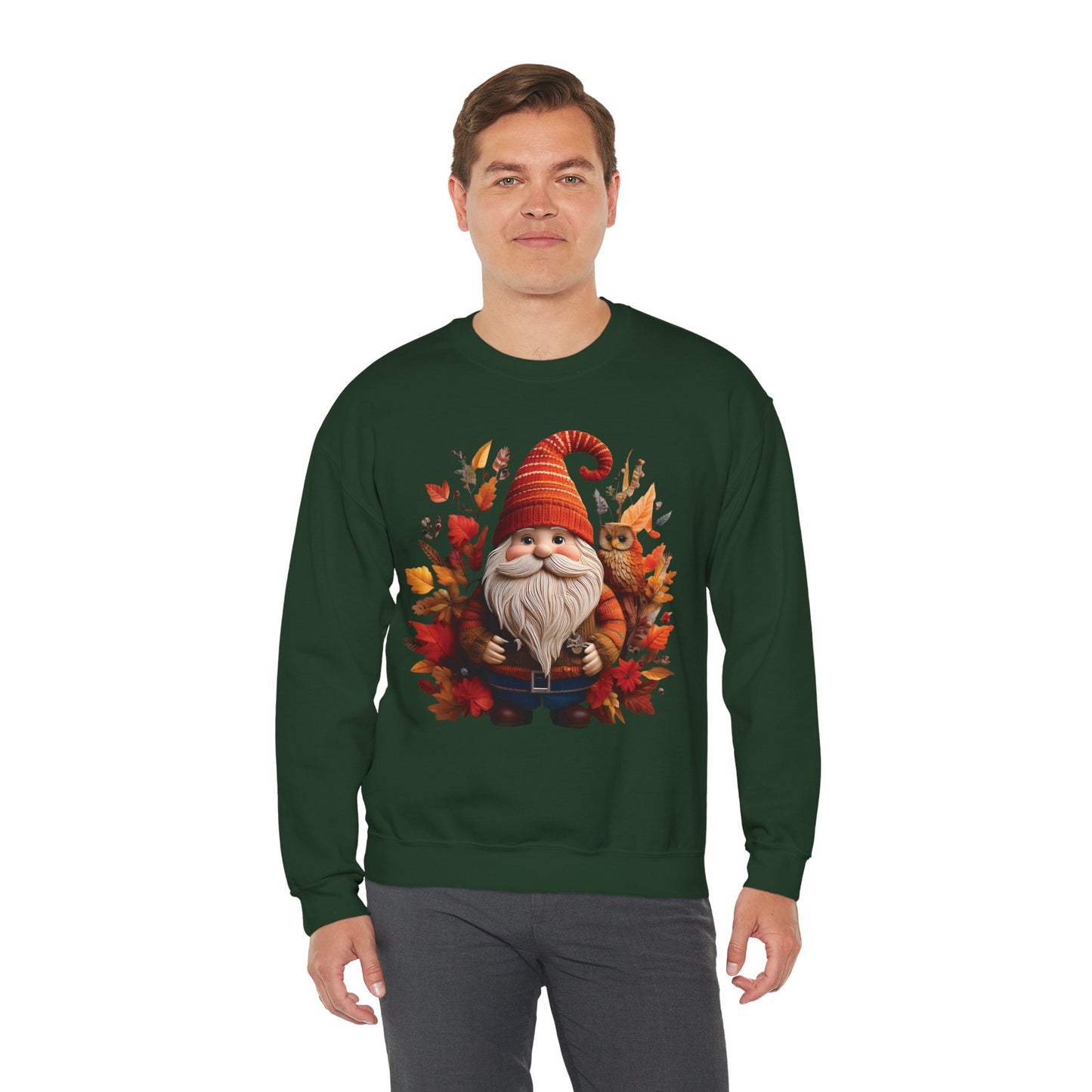 Gnome & Owl Autumn Harmony β Cozy Magic for the Season ππ§‘ - Sweatshirt | Fall Sweater, Autumn Apparel, Unisex Crewneck, Perfect Gift, Holiday Wear, Seasonal Style, Comfortable Fashion
