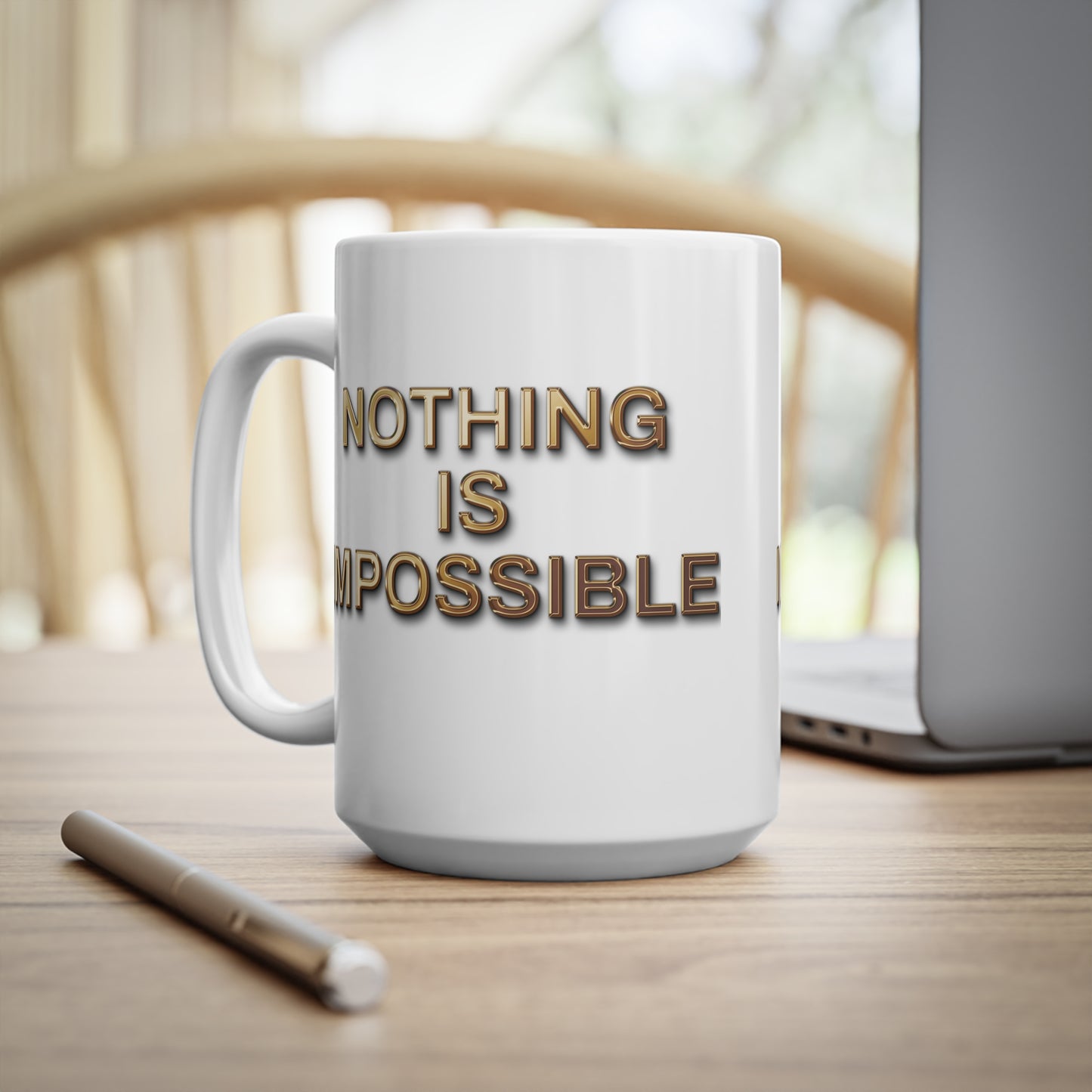 'Nothing Is Impossible' – Bold Gold Motivation for Everyday Warriors - Inspirational Ceramic Coffee Cups - Motivational Mug, Gift for Coffee Lovers, Office Decor, 11oz & 15oz