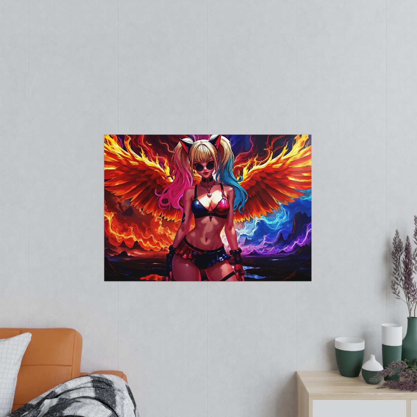 Vibrant Fantasy Pop Art Poster - Colorful Angel Wings Decor