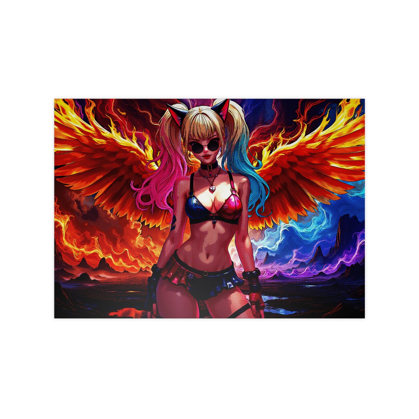 Vibrant Fantasy Pop Art Poster - Colorful Angel Wings Decor