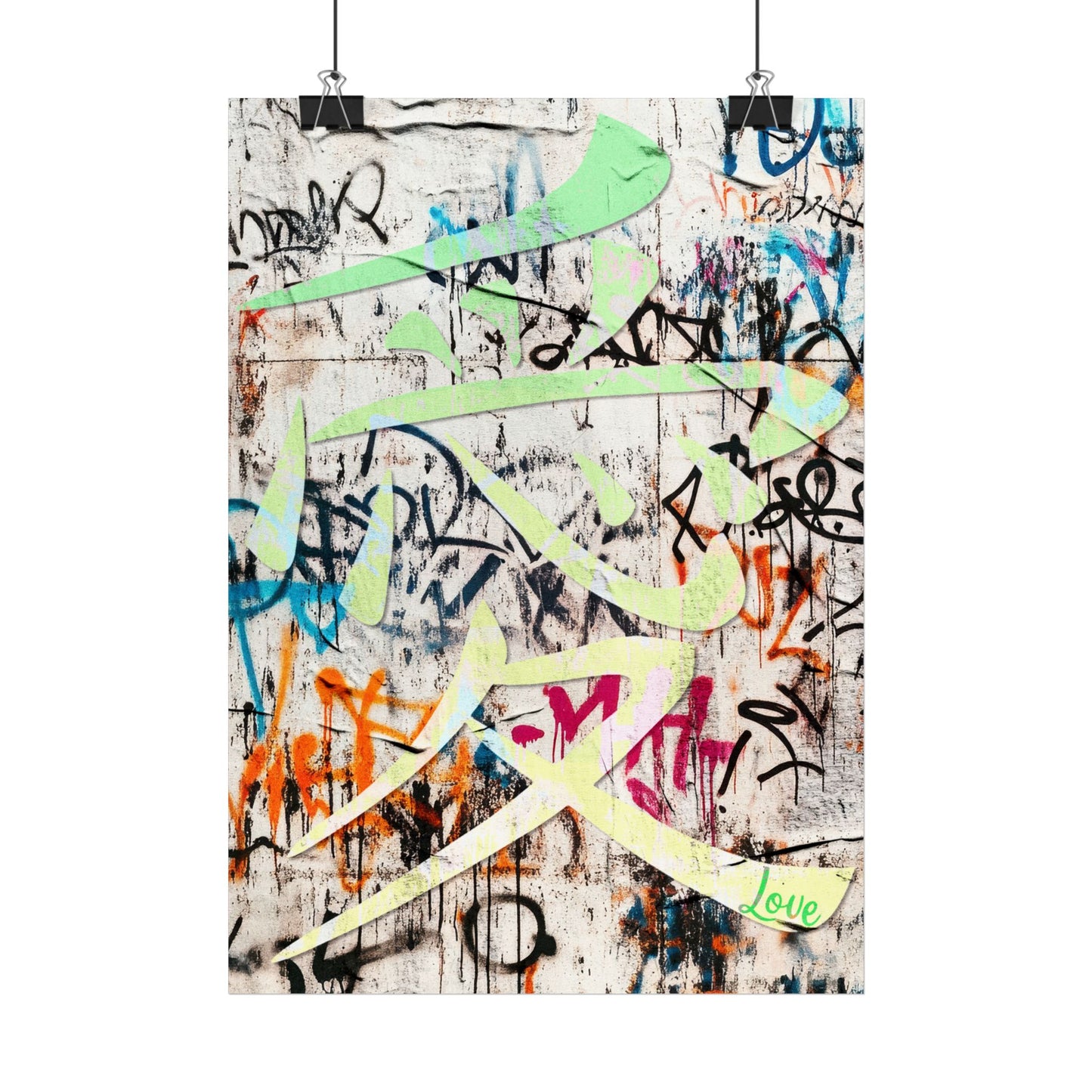 Graffiti Art Poster - Vibrant 'Kanji Love' Wall Decor