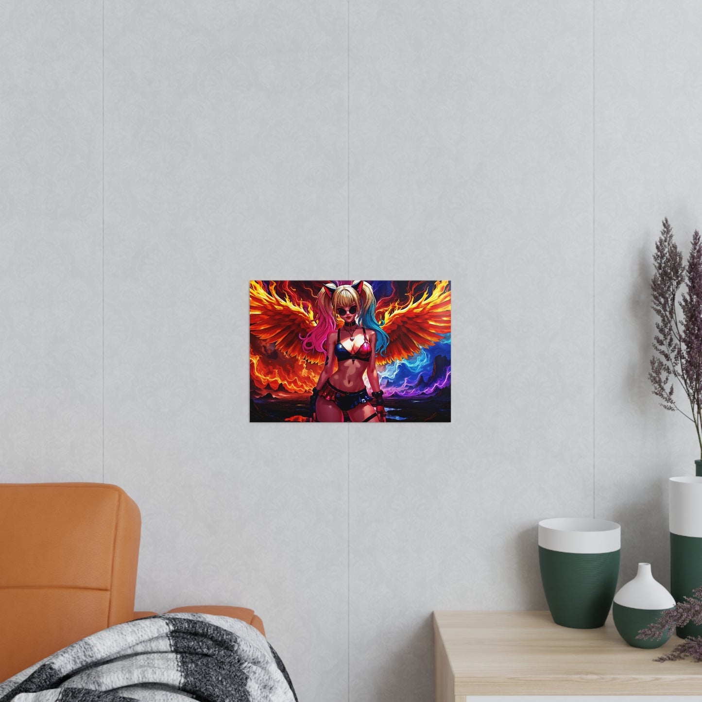 Vibrant Fantasy Pop Art Poster - Colorful Angel Wings Decor