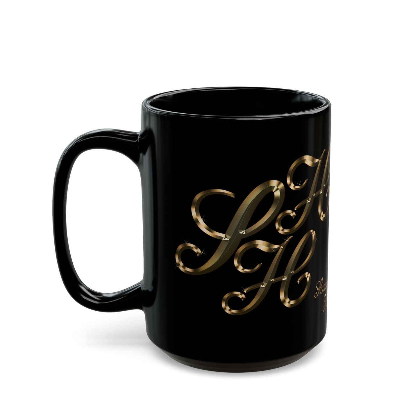 Mug Golden Color Scandi Home Heaven Designer Label Black 11oz 15oz
