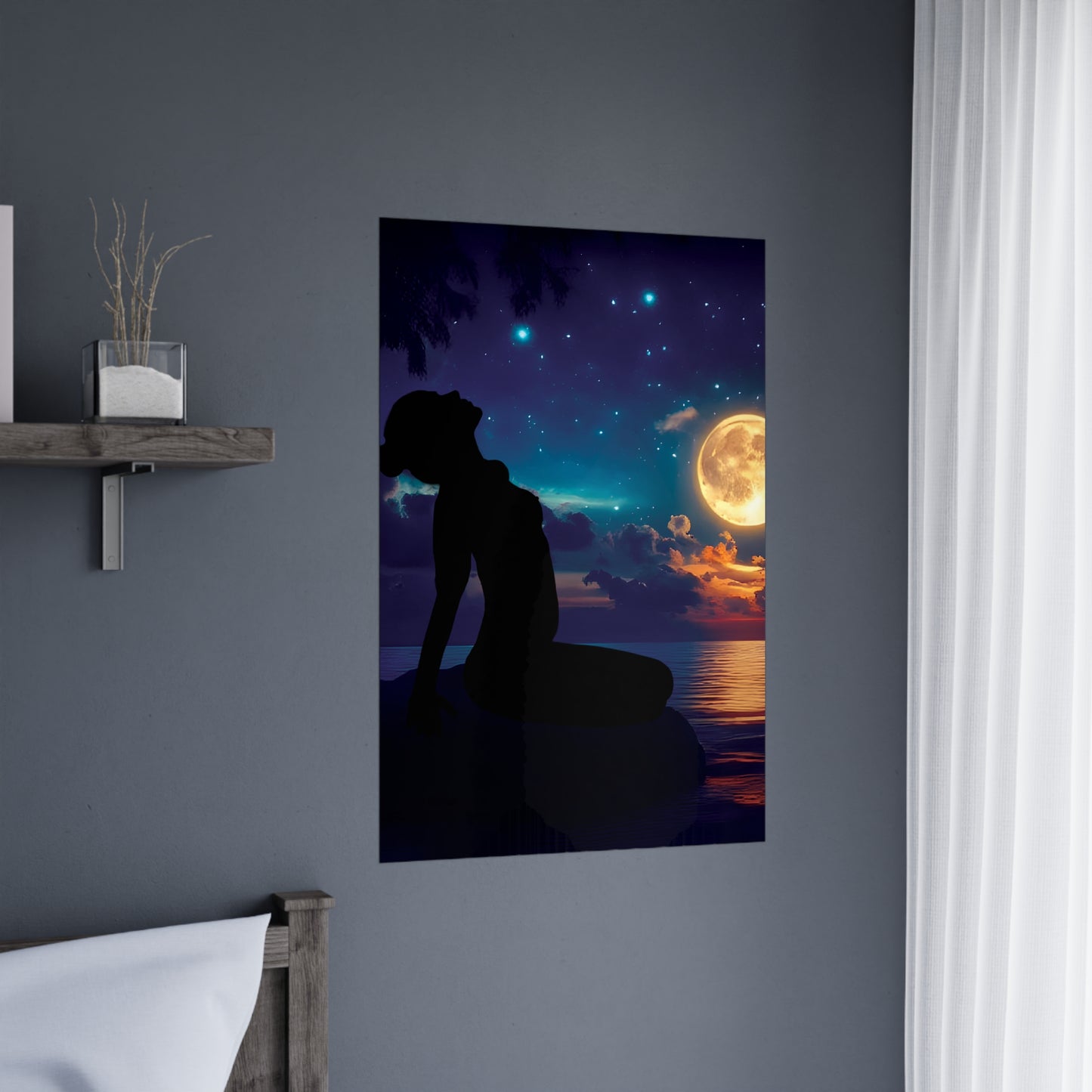 Moonlight Reflections – Serenity in Every Shadow 🌕✨ - Dreamy Night Sky Matte Poster, Celestial Wall Art, Relaxing Home Decor, Gift for Art Lovers, Boho Room Decor
