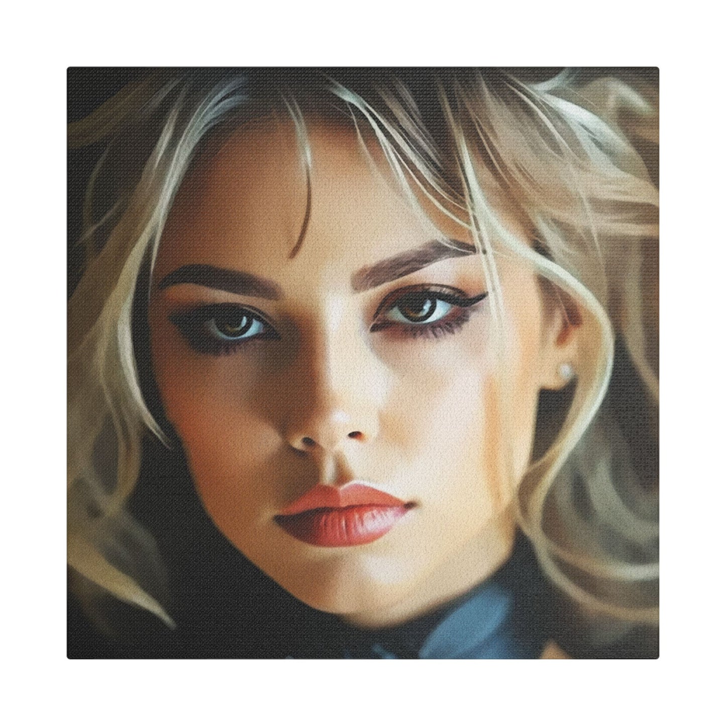 Golden Whispers – Flowing Hair Elegance for Inspired Spaces - Stretched Satin Canvas Art Print, Elegant Wall Décor, Modern Home Accent, Gift for Art Lovers, Portrait Artwork