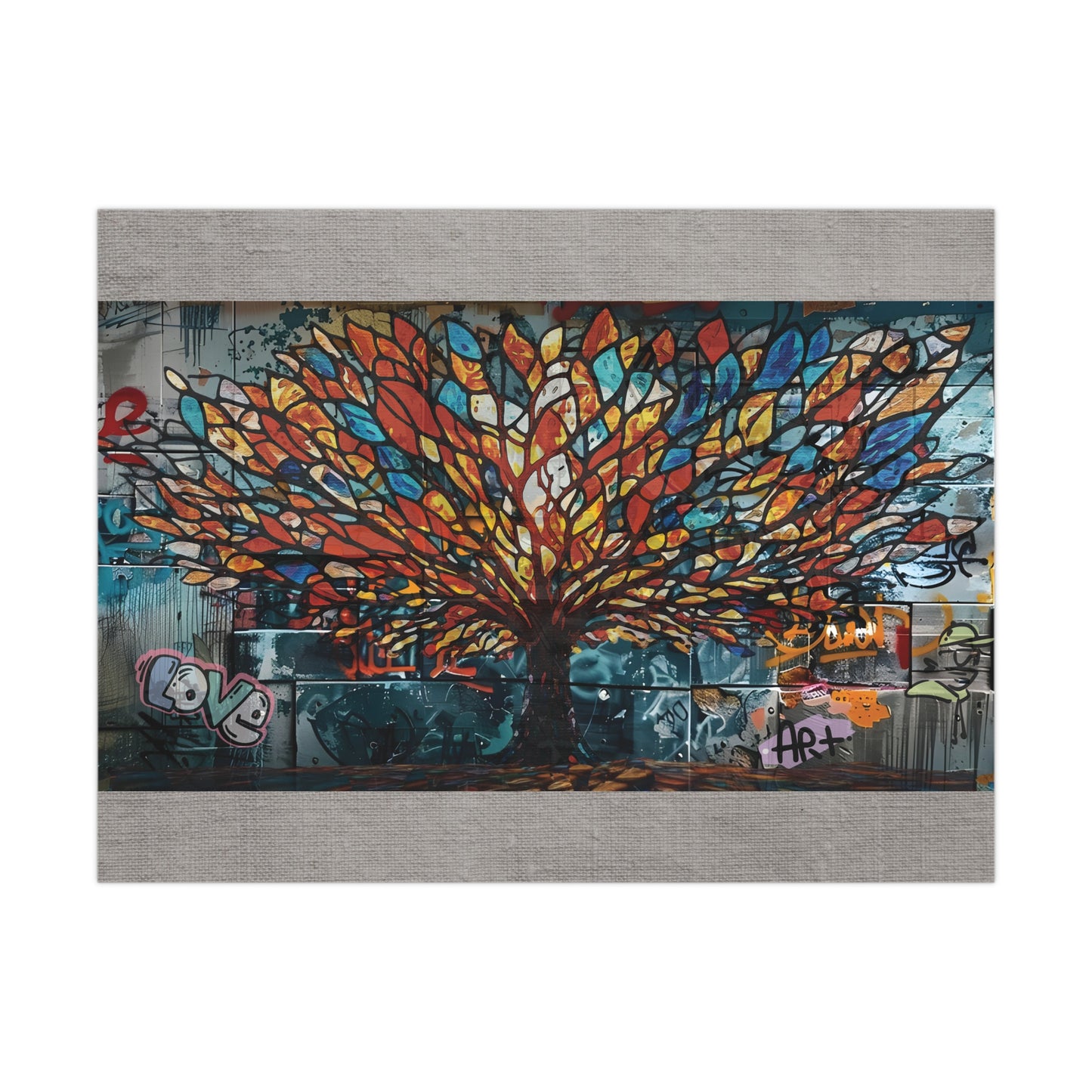 “Roots of Radiance: The Urban Tree of Infinite Expression” - Vibrant Tree Matte Poster, Home Decor, Wall Art, Gift for Nature Lovers, Modern Art Print