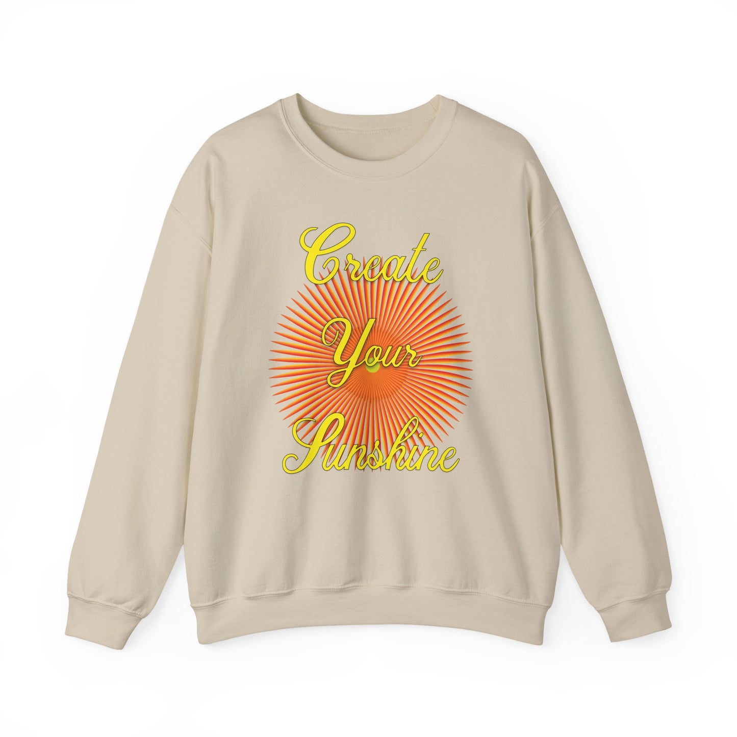 Shine Boldly β Create Your Own Sunshine in Every Step βοΈπ - Sunshine Crewneck Sweatshirt - Cozy Gift for Dreamers, Unisex Pullover, Inspirational Apparel, Life Celebration, Positive Vibes