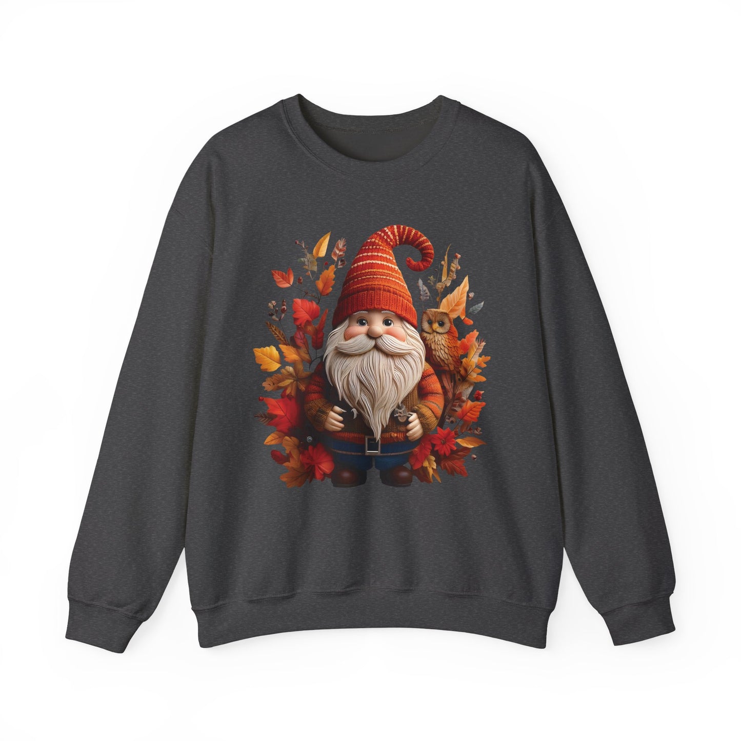 Gnome & Owl Autumn Harmony β Cozy Magic for the Season ππ§‘ - Sweatshirt | Fall Sweater, Autumn Apparel, Unisex Crewneck, Perfect Gift, Holiday Wear, Seasonal Style, Comfortable Fashion