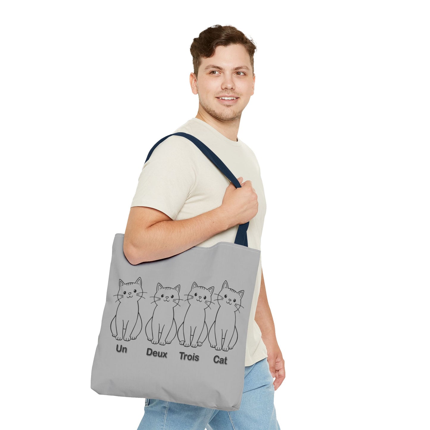 Funny Cat Tote Bag - Un Deux Trois Cat Design - Cute Cat Lover Gift