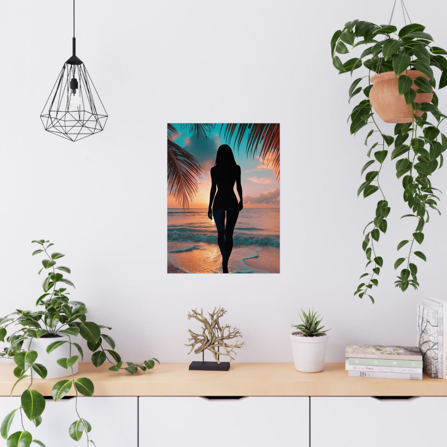 Sunset Spirit – Where Silhouettes and Palm Dreams Meet the Sea - Beach Sunset Matte Poster, Tropical Wall Art, Relaxing Home Decor, Gift for Beach Lovers, Coastal Vibes Print
