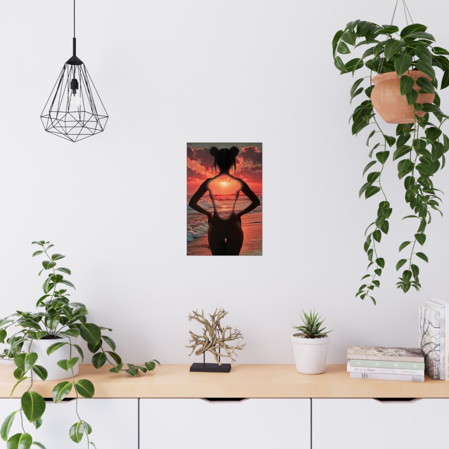 Sunset Within โ Strength That Shines Through ๐
๐ช - Serene Sunset Matte Poster, Boho Wall Art, Aesthetic Home Decor, Gift for Her, Feminine Art Print