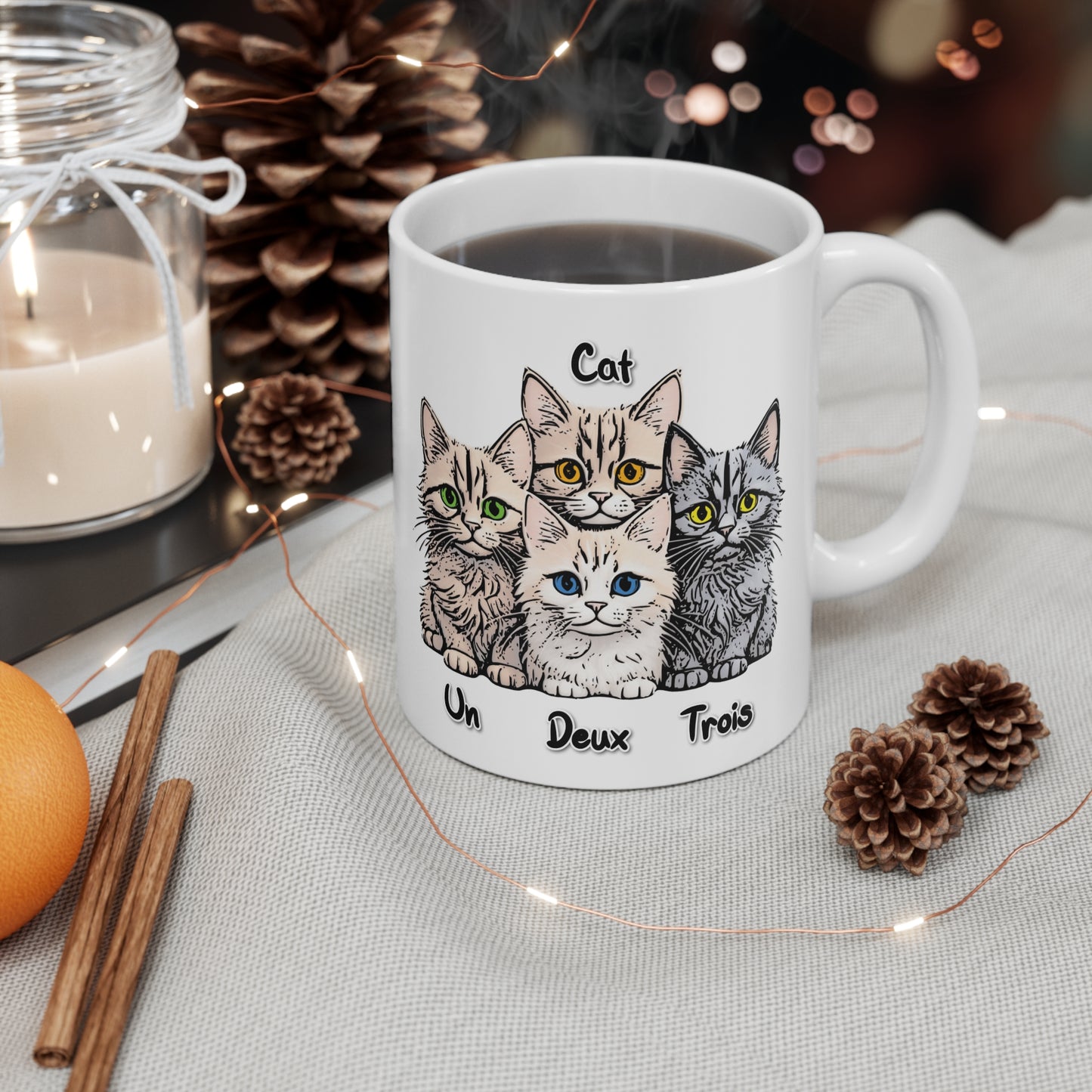 Un, Deux, Trois, Cat: Purrfect Counting Cuteness - Ceramic Coffee Cups, 11oz, 15oz