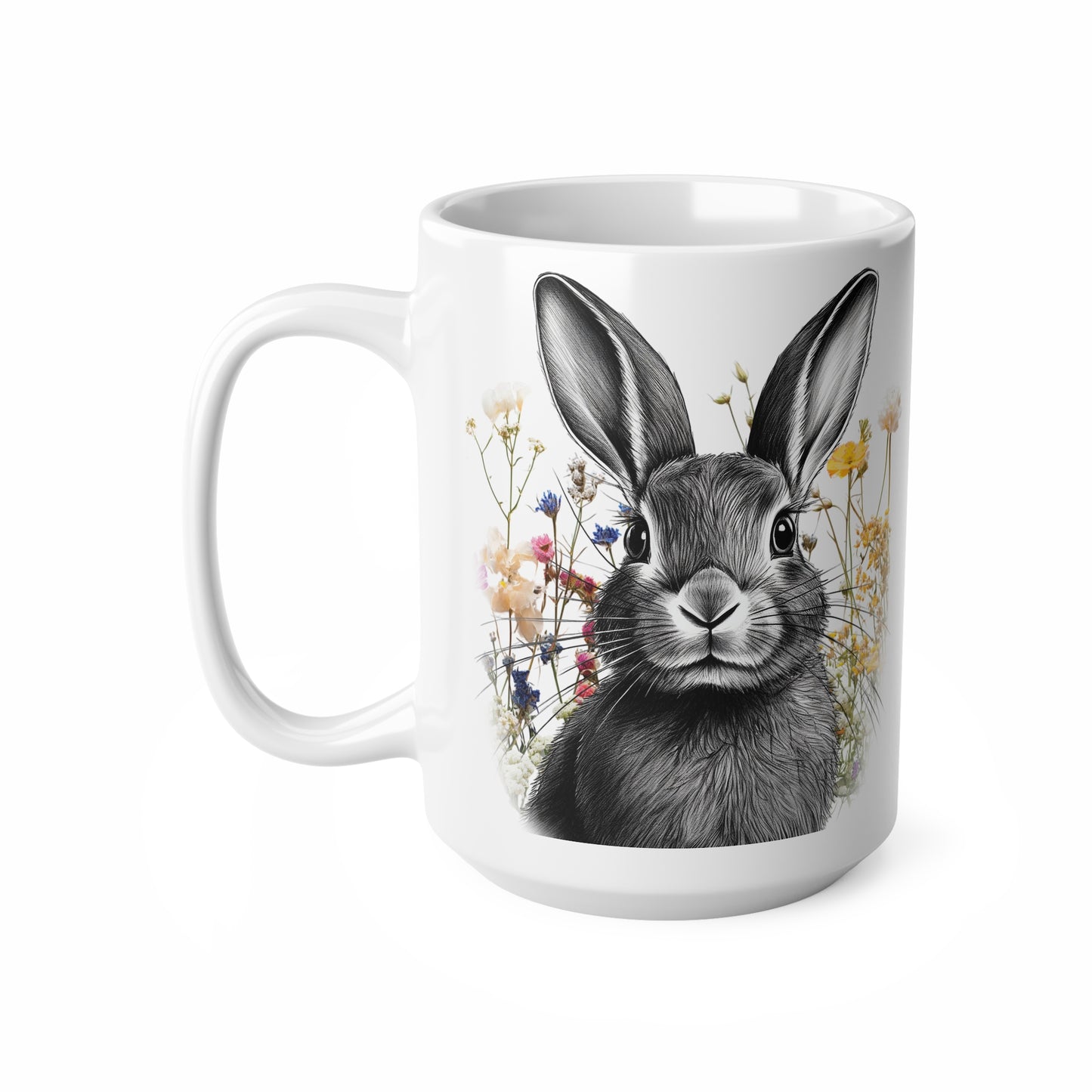 Easter Bunny in a Meadow Mug - Coffee Cup 11oz/15oz