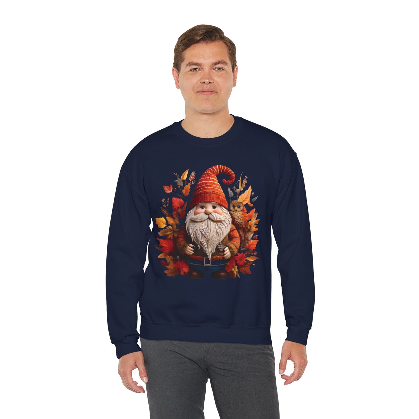 Gnome & Owl Autumn Harmony β Cozy Magic for the Season ππ§‘ - Sweatshirt | Fall Sweater, Autumn Apparel, Unisex Crewneck, Perfect Gift, Holiday Wear, Seasonal Style, Comfortable Fashion