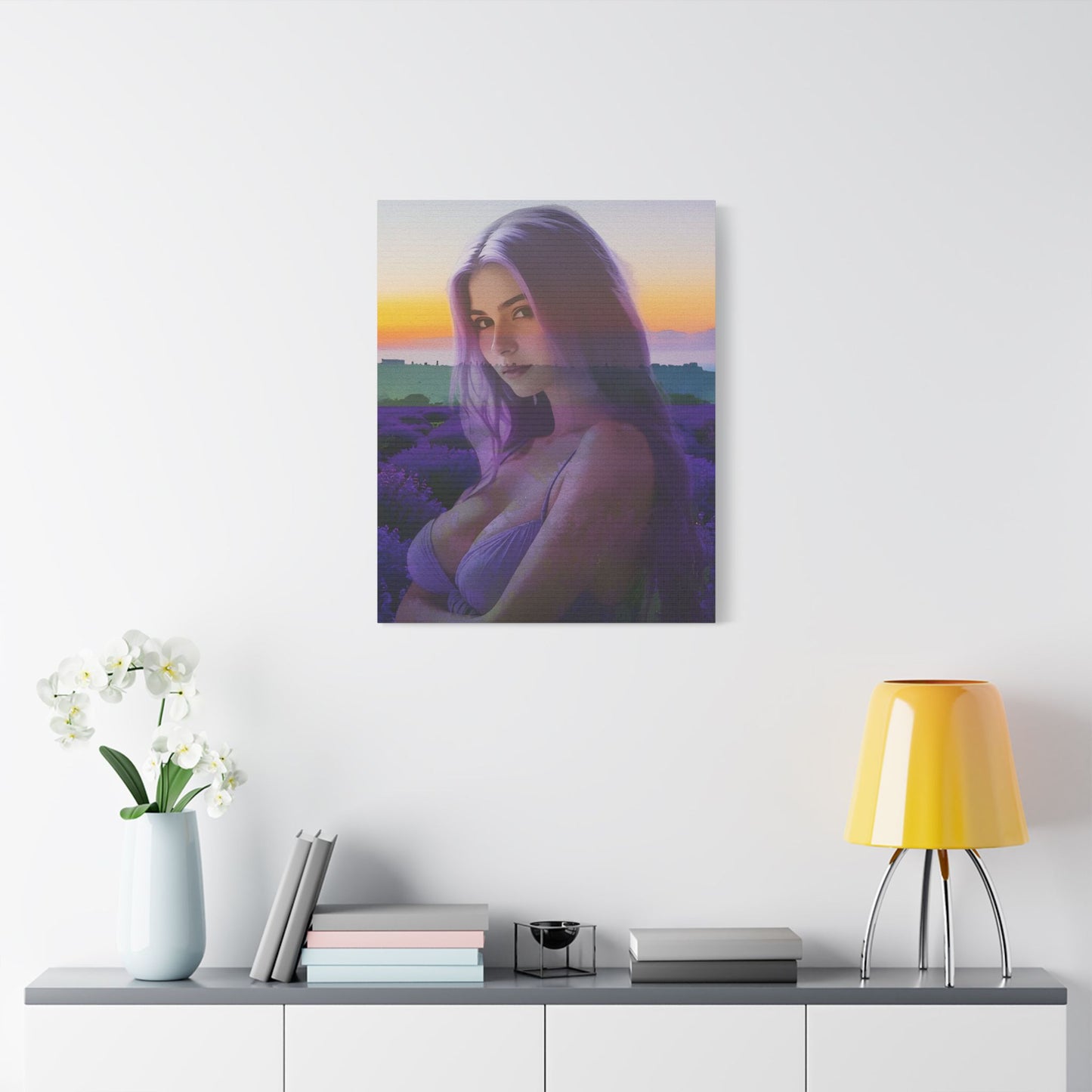"Beautiful Lavender" – Dreamy Sunset Muse in Lavender Field Canvas Art