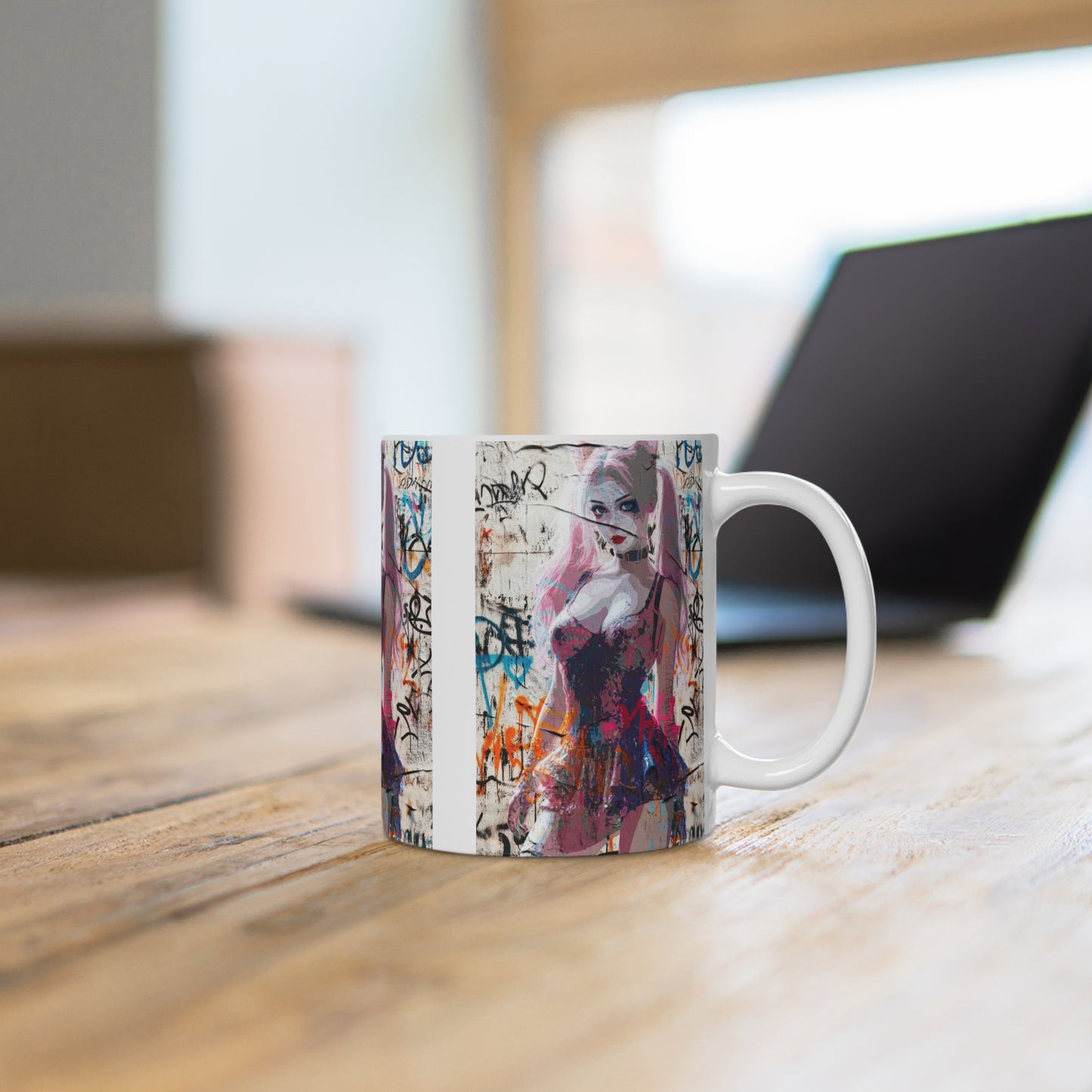 Graffiti Art Ceramic Mug, Trendy Coffee Cup, Urban Chic Drinkware, Creative Gift for Art Lovers, Unique Home Decor