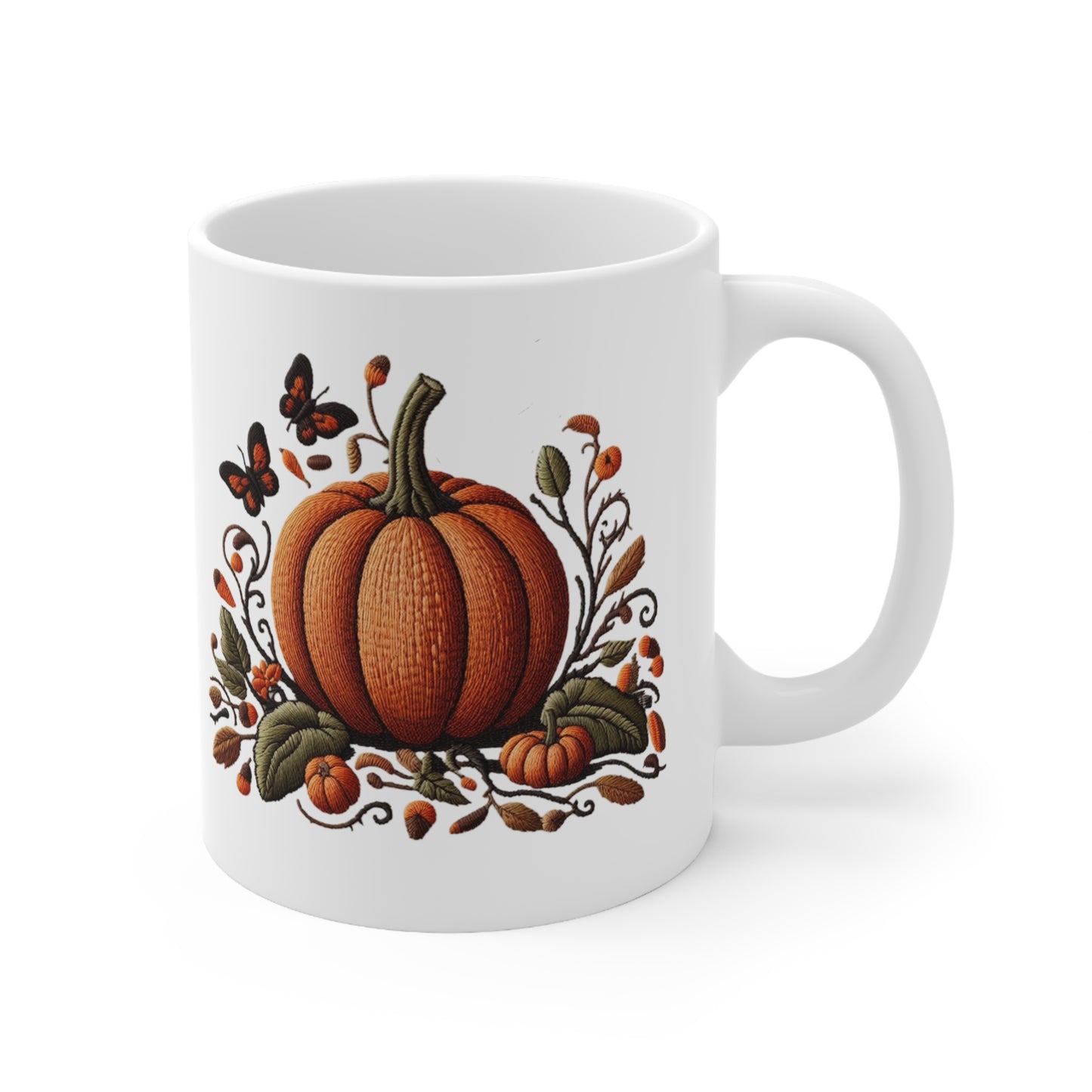 Pumpkin & Botanical Bliss – Autumn’s Cozy Charm 🎃🍂 - Autumn Pumpkin Coffee Mug, Perfect Fall Gift for Pumpkin Lovers, Cozy Vibes, Seasonal Home Decor, Warm Beverage Container