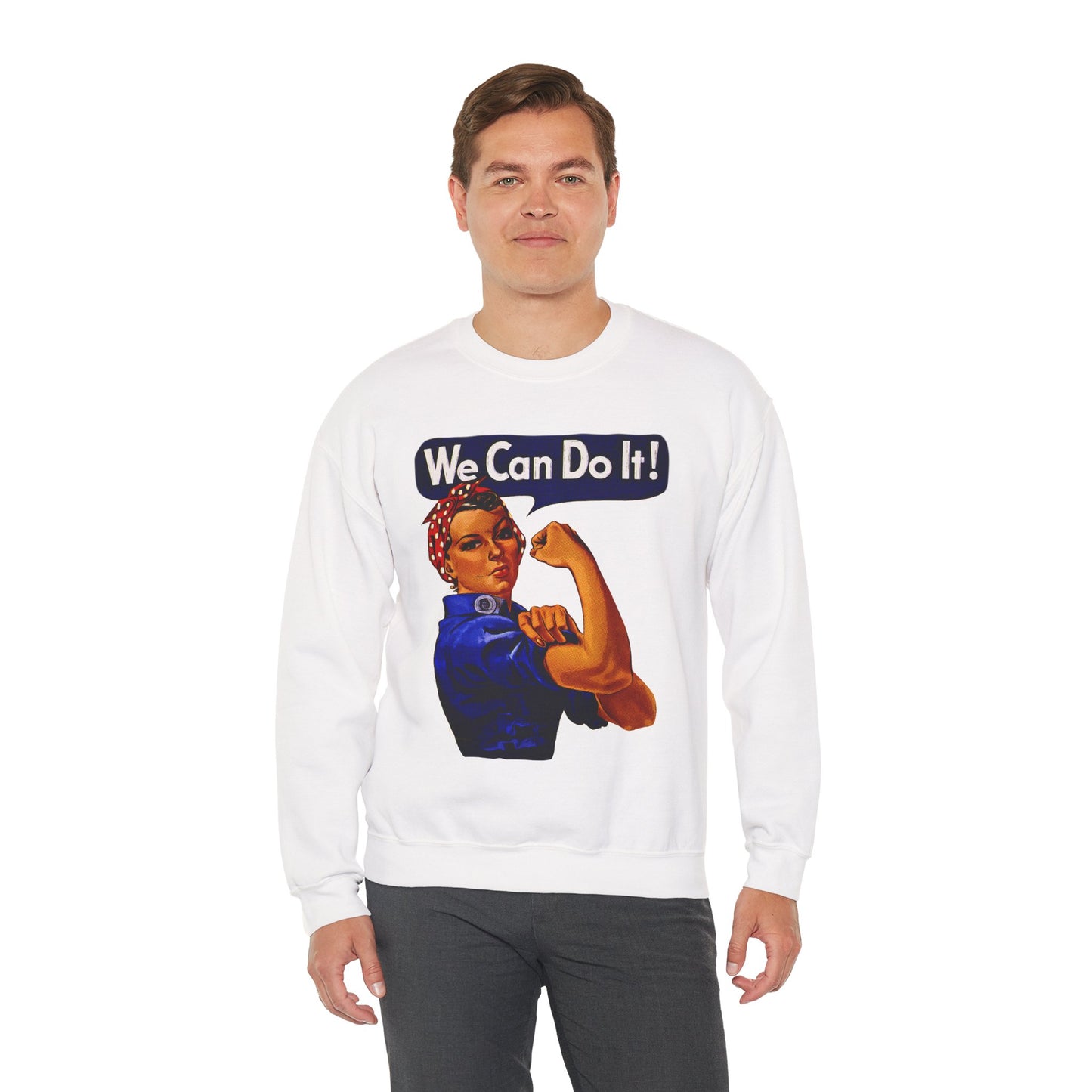 Empowerment Pop Art | Bold "We Can Do It" T-Shirts, Sweatshirts, Mugs & Wall Art for Inspiration - Empowering Rosie Crewneck Sweatshirt | Motivational Gift, Casual Wear, Feminism, Women’s Apparel, Inspirational Fashion