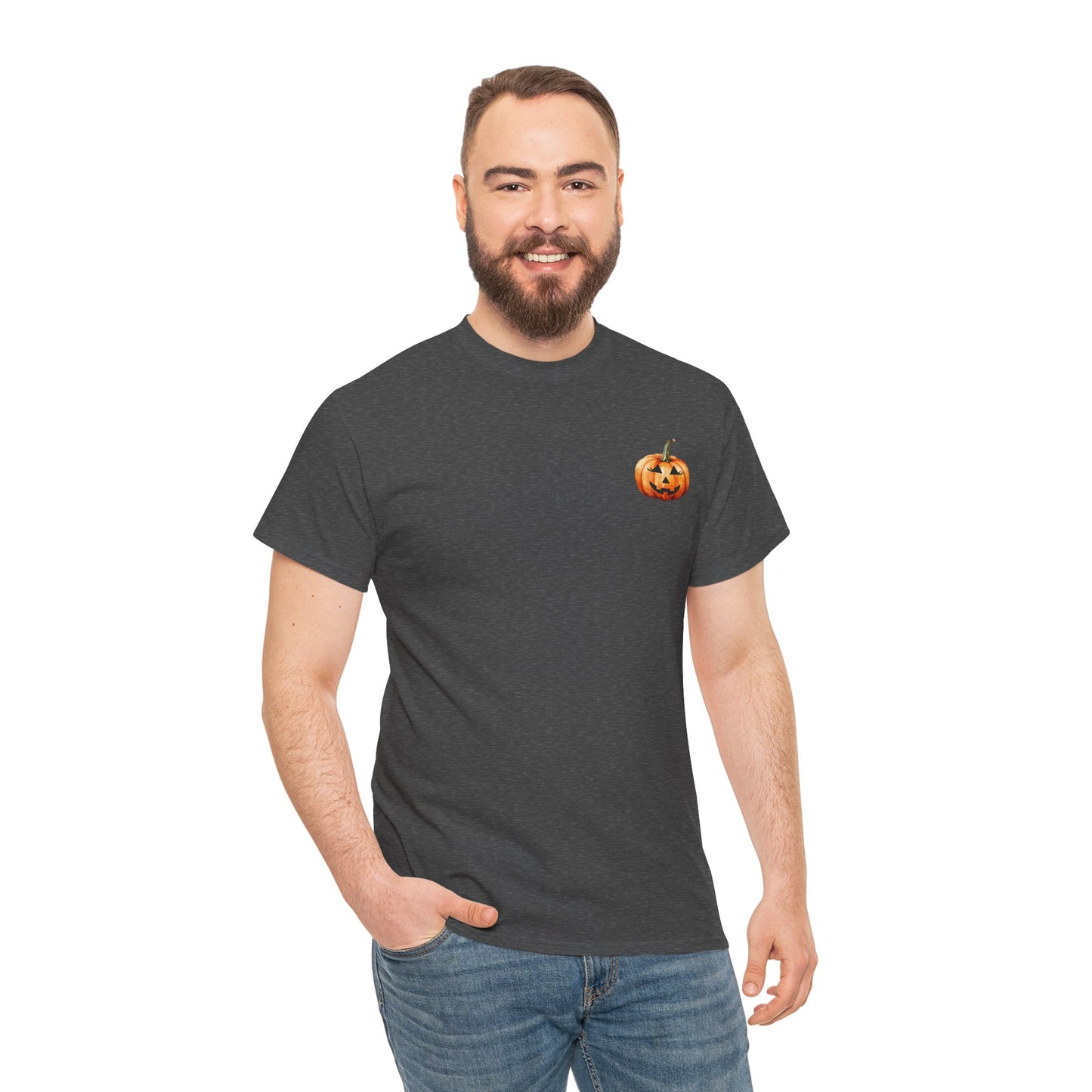 ๐ Embrace Autumn Magic - Pumpkin Bliss Collection for Cozy Season Vibes โจ - Harvest Vibes Pumpkin Cotton Tee | Fall Shirt, Halloween Apparel, Autumn Fashion, Unisex Graphic Tee, Gift for Pumpkin Lovers