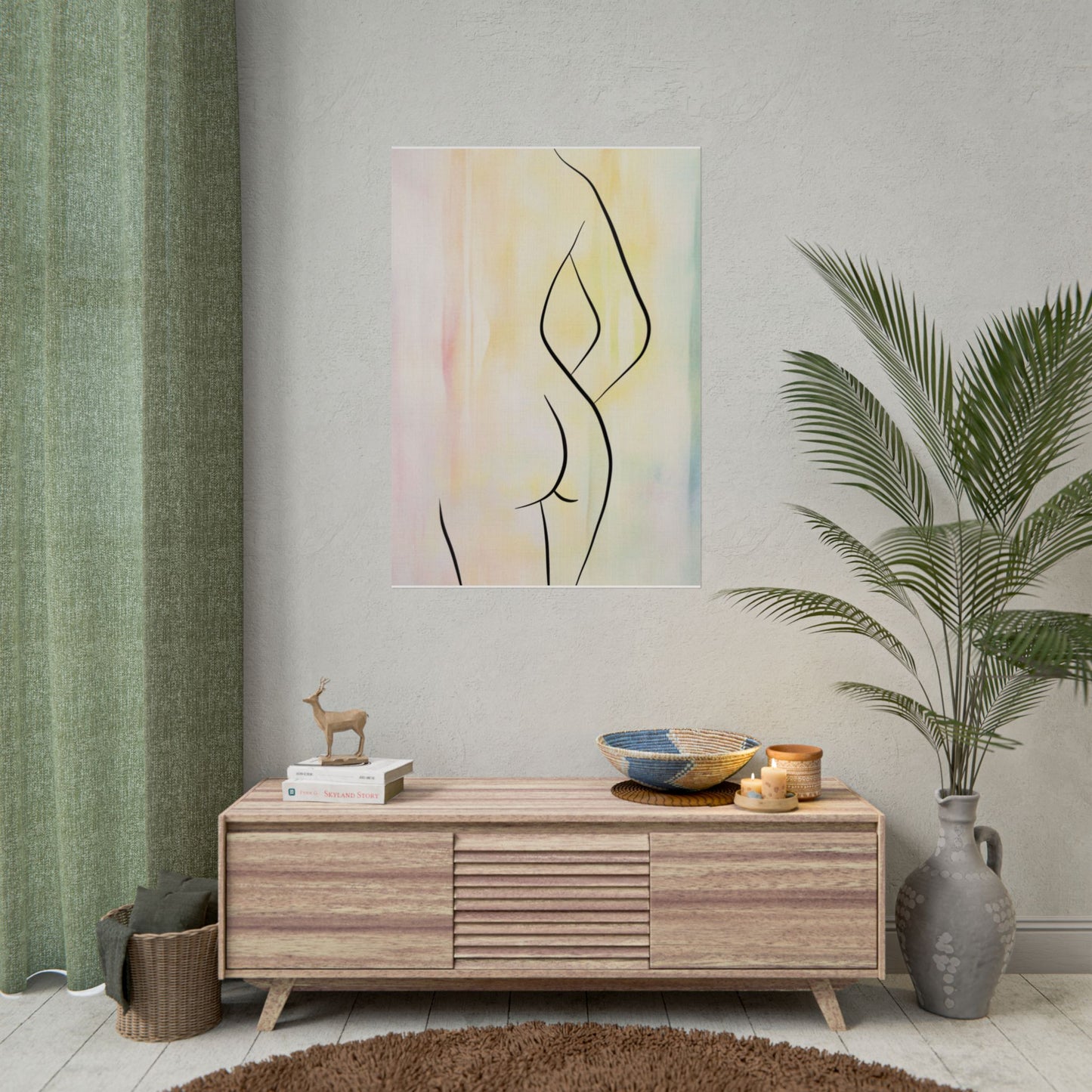 Elegant Abstract Art Rolled Poster - Minimalist Body Line Design for Home Decor